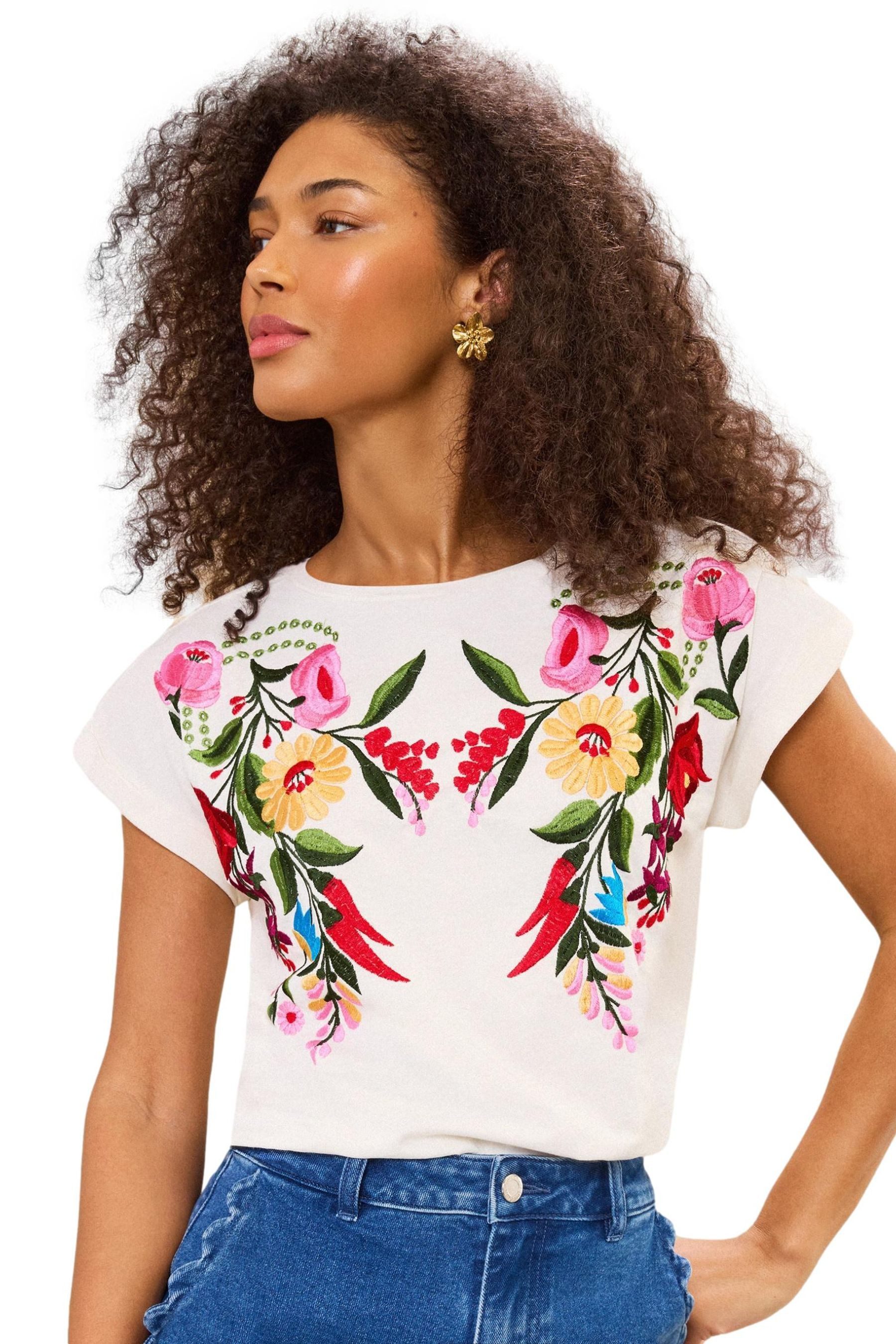 T-Shirt Love & Roses T-Shirt mit Stickerei, Regular