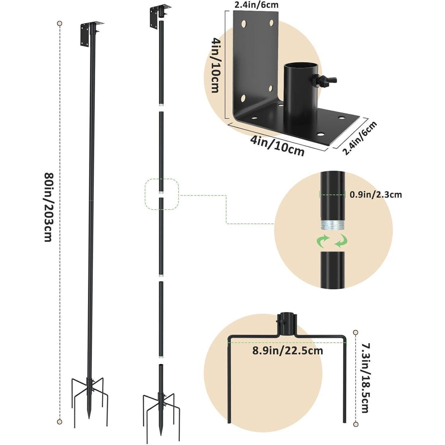 LuxusKollektion Vogelhaus Vogelhaus-Stangenhalterungsset 203 cm Kolibri verstellbar schwarz