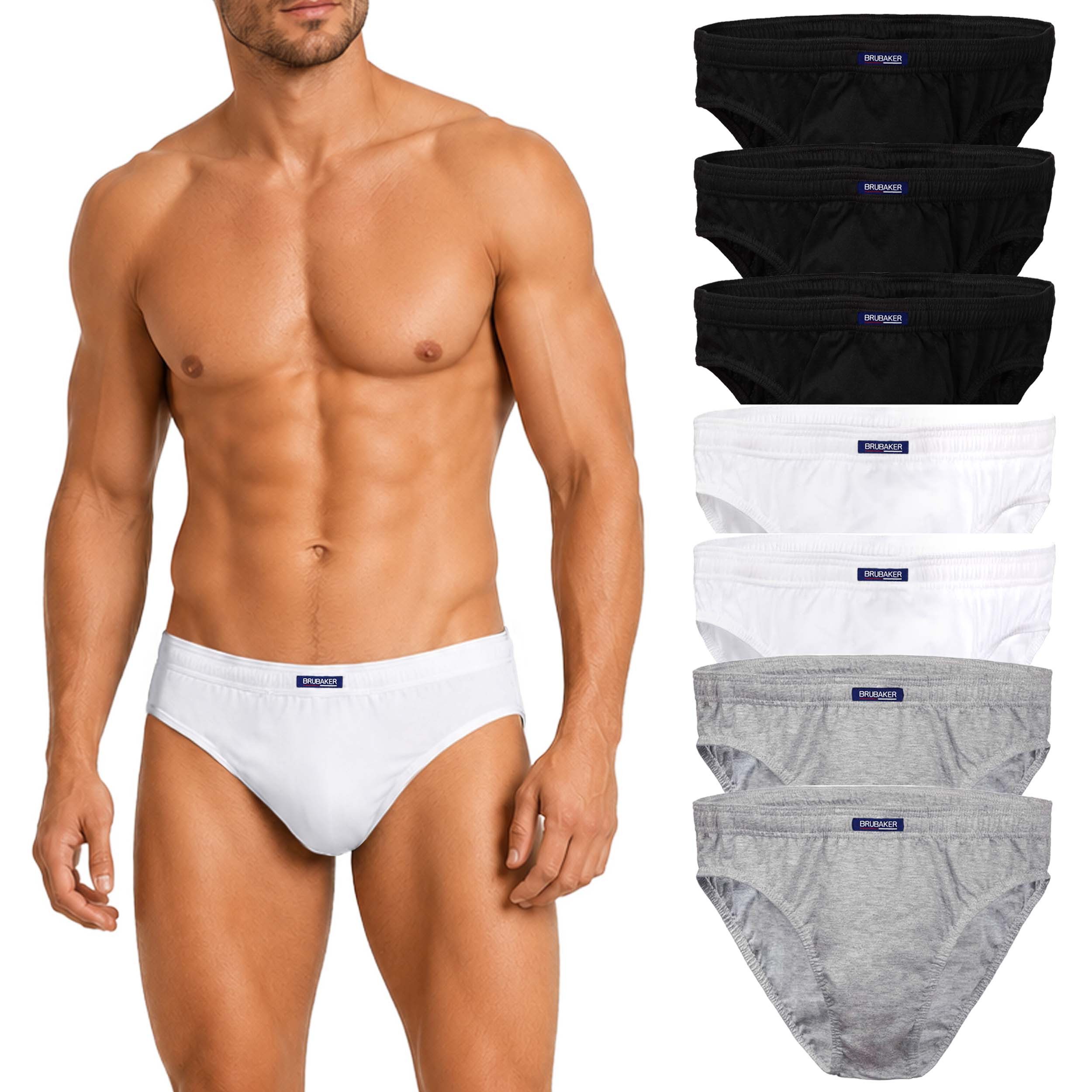 BRUBAKER Slip Herren Unterhose aus Baumwolle (Spar-Pack, 7-St., 7er-Pack) Großpackung Männer Unterwäsche, sehr bequeme Passform