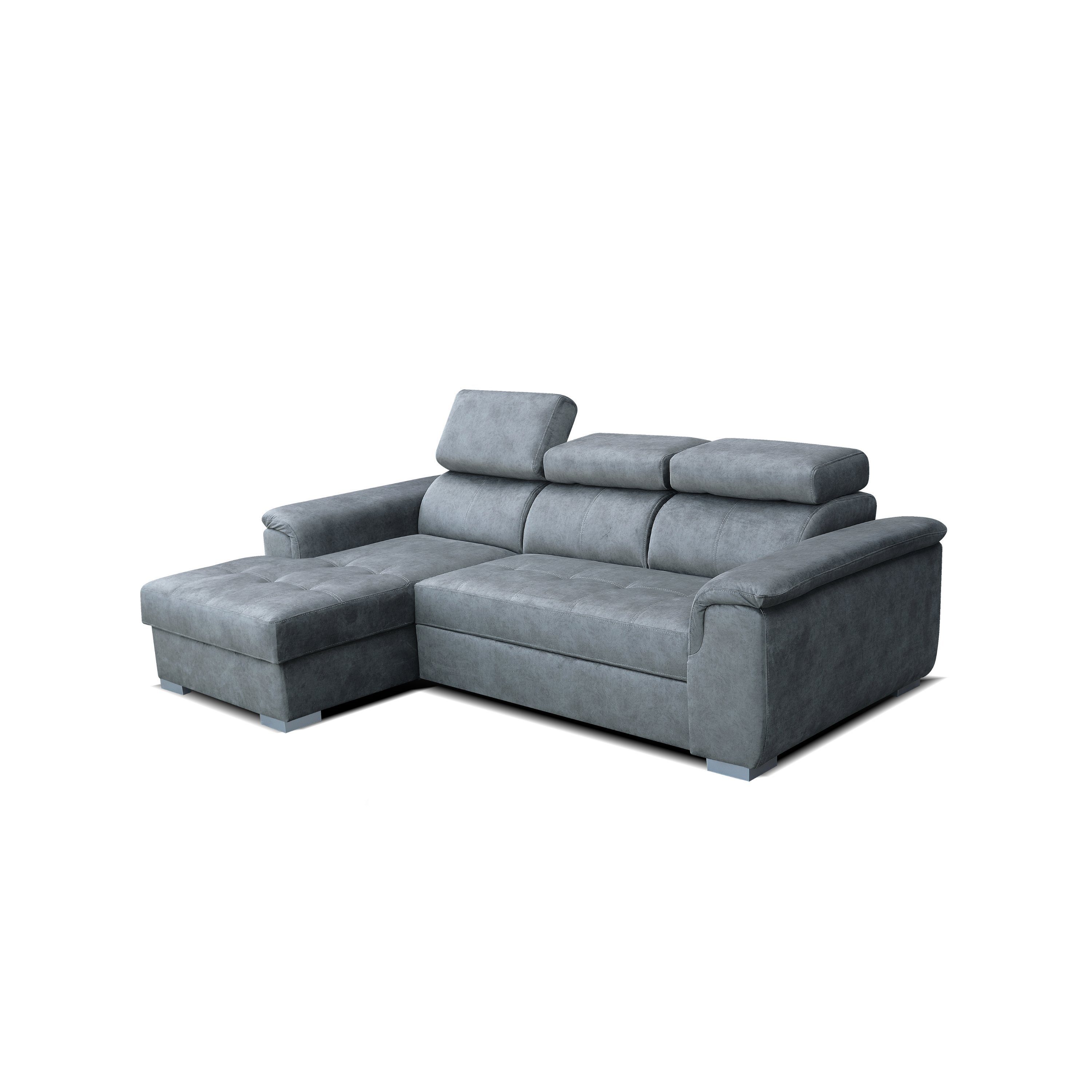robin Ecksofa Silver L-förmiges Sofa mit Schlaffunktion Bettkasten Modulares Sofa