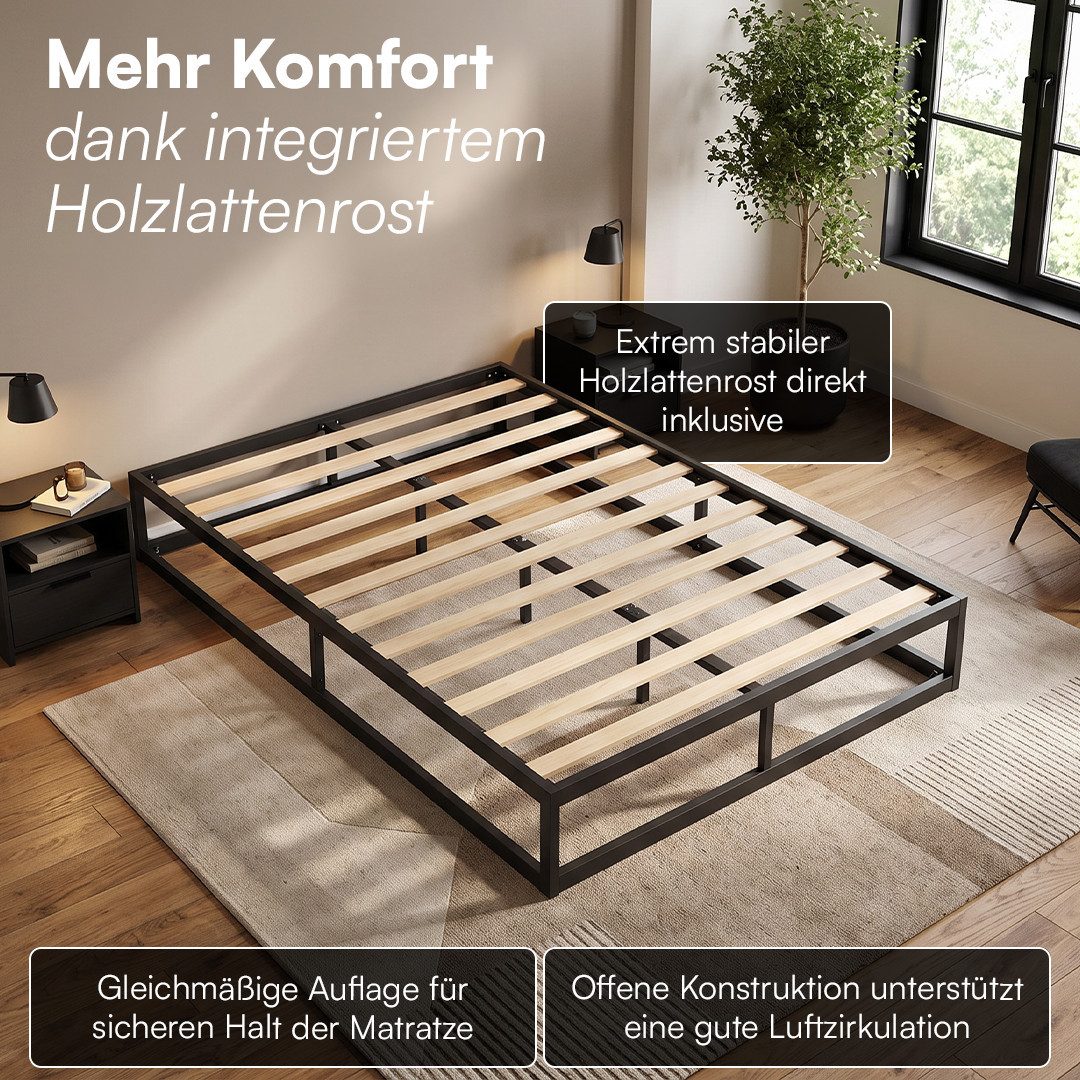 skølm Bettgestell Bragi inkl. Lattenrost (25 cm hoch), Metallbett 120x200 cm, auch verfügbar in 140/160/180x200 – Bild 5 von 5