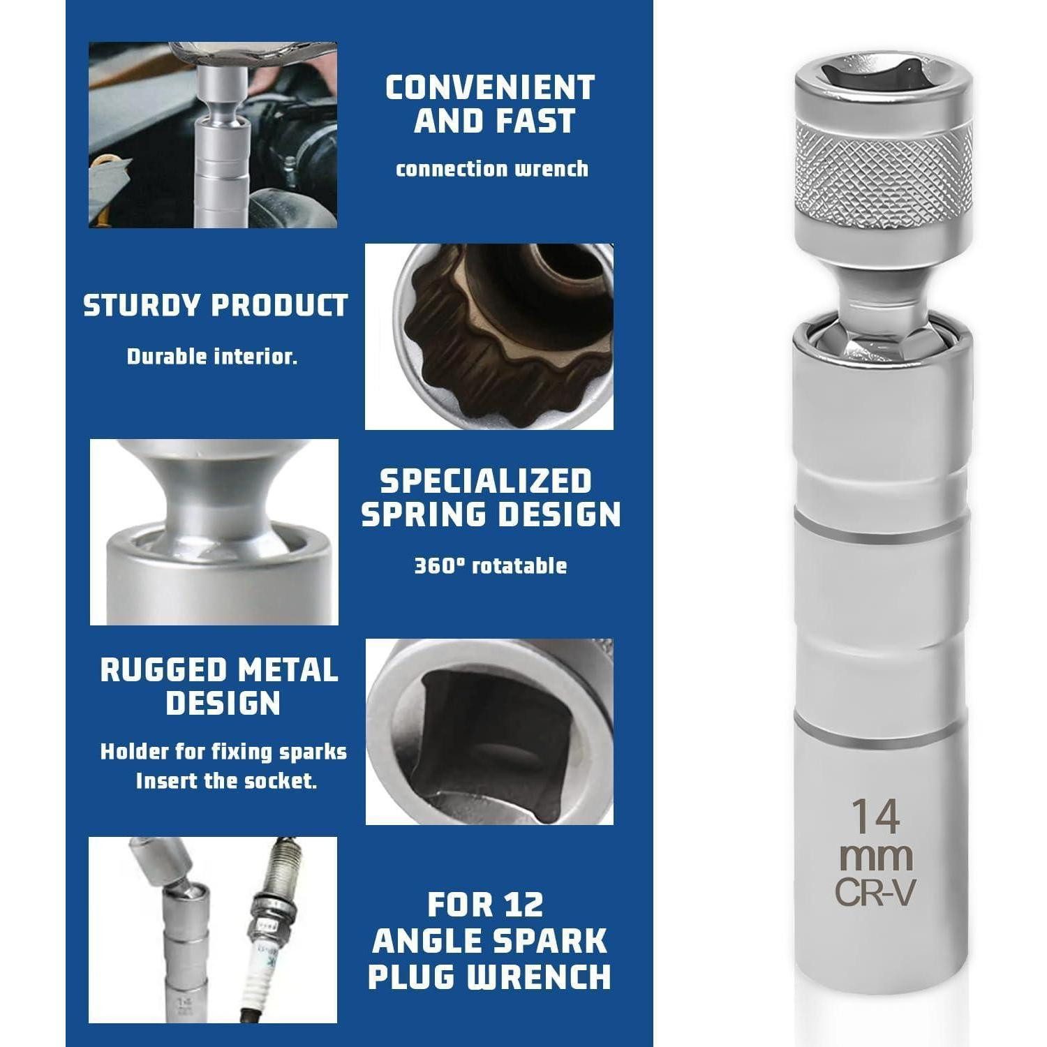 LuxusKollektion Bit- und Steckschlüsselset Zündkerzenschlüssel Magnet Universal Satz 14mm