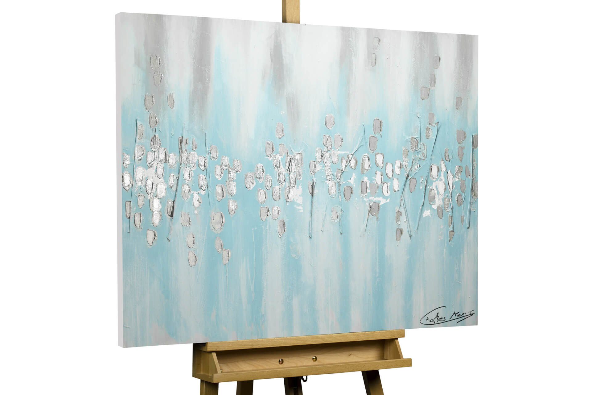 KUNSTLOFT Gemälde Kühle Entspannung 100x75 cm, Leinwandbild 100% HANDGEMALT Wandbild Wohnzimmer