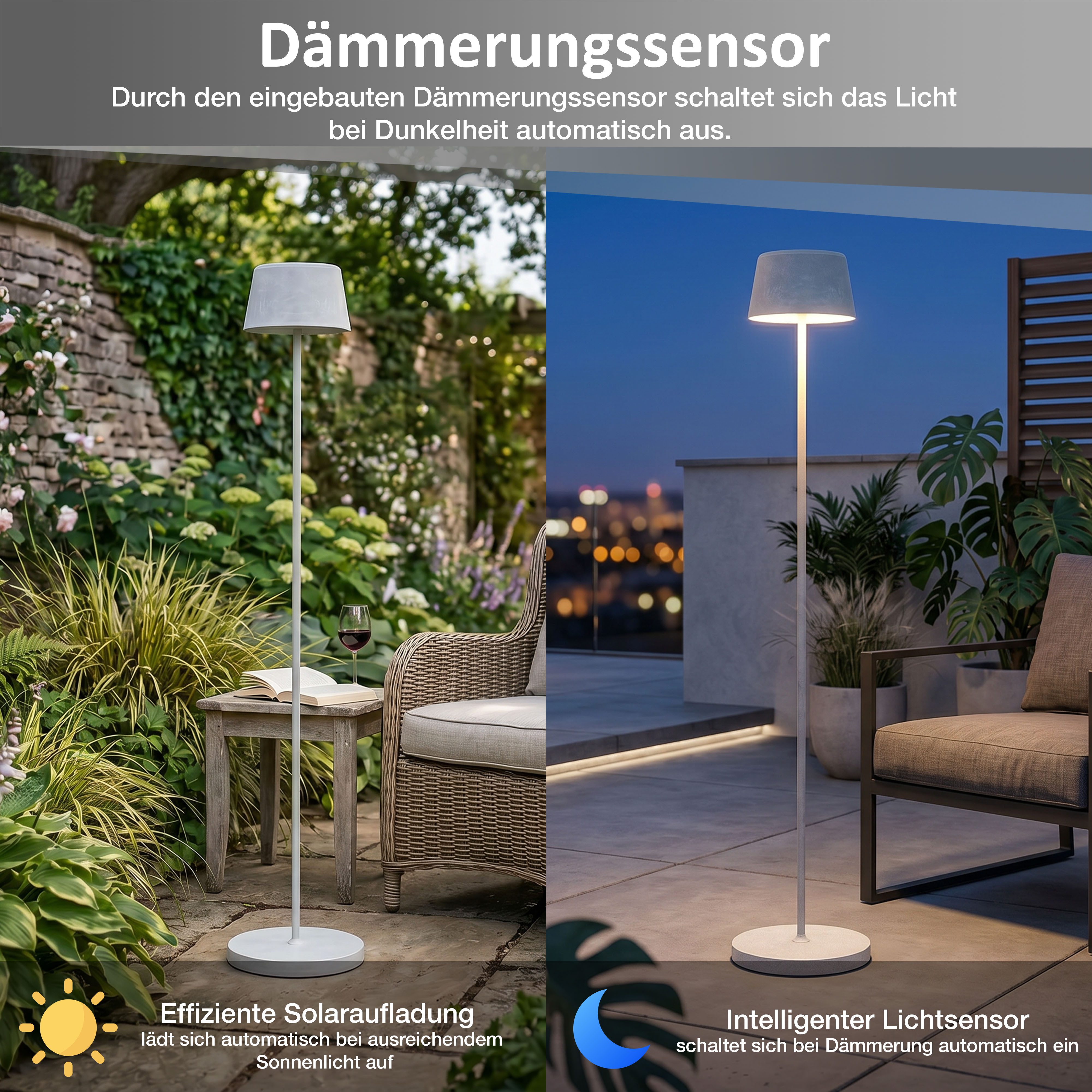 Northpoint LED Gartenleuchte Solar Stehleuchte dimmbar mit Sensor für Garten
