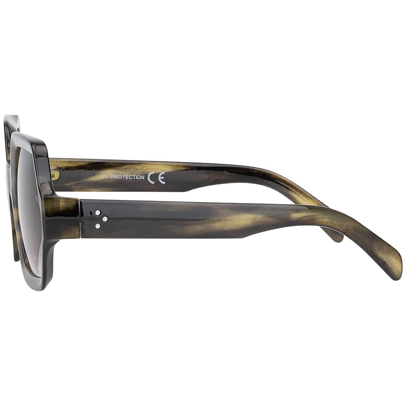 Linsen Damen (1-St) Retrosonnenbrille und braunen Khaki-Marmoriert violett Große BEZLIT Sonnenbrille mit Designer Eyewear