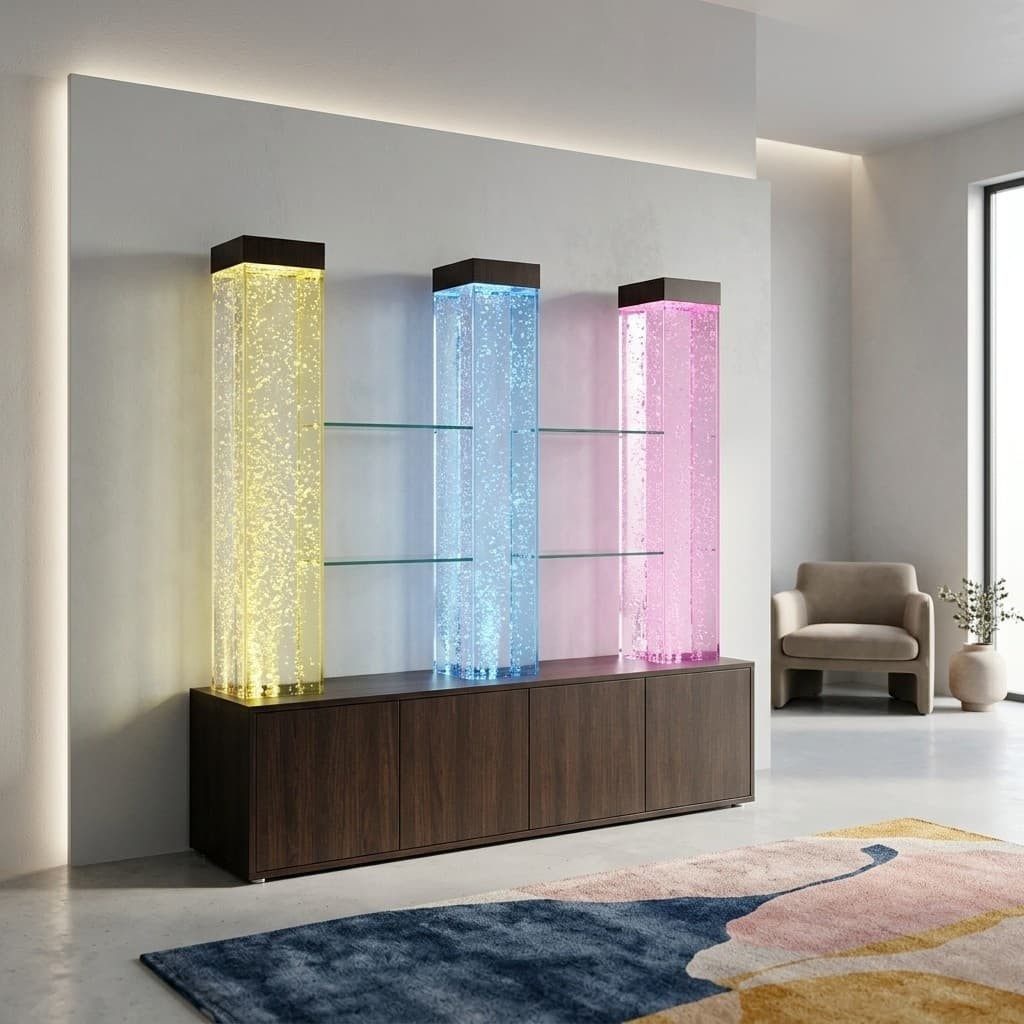 Xlmoebel Deko-Wandregal Beleuchtetes Regal mit Wasserwand für stilvolle Bars und Lounges, Hergestellt in Europa