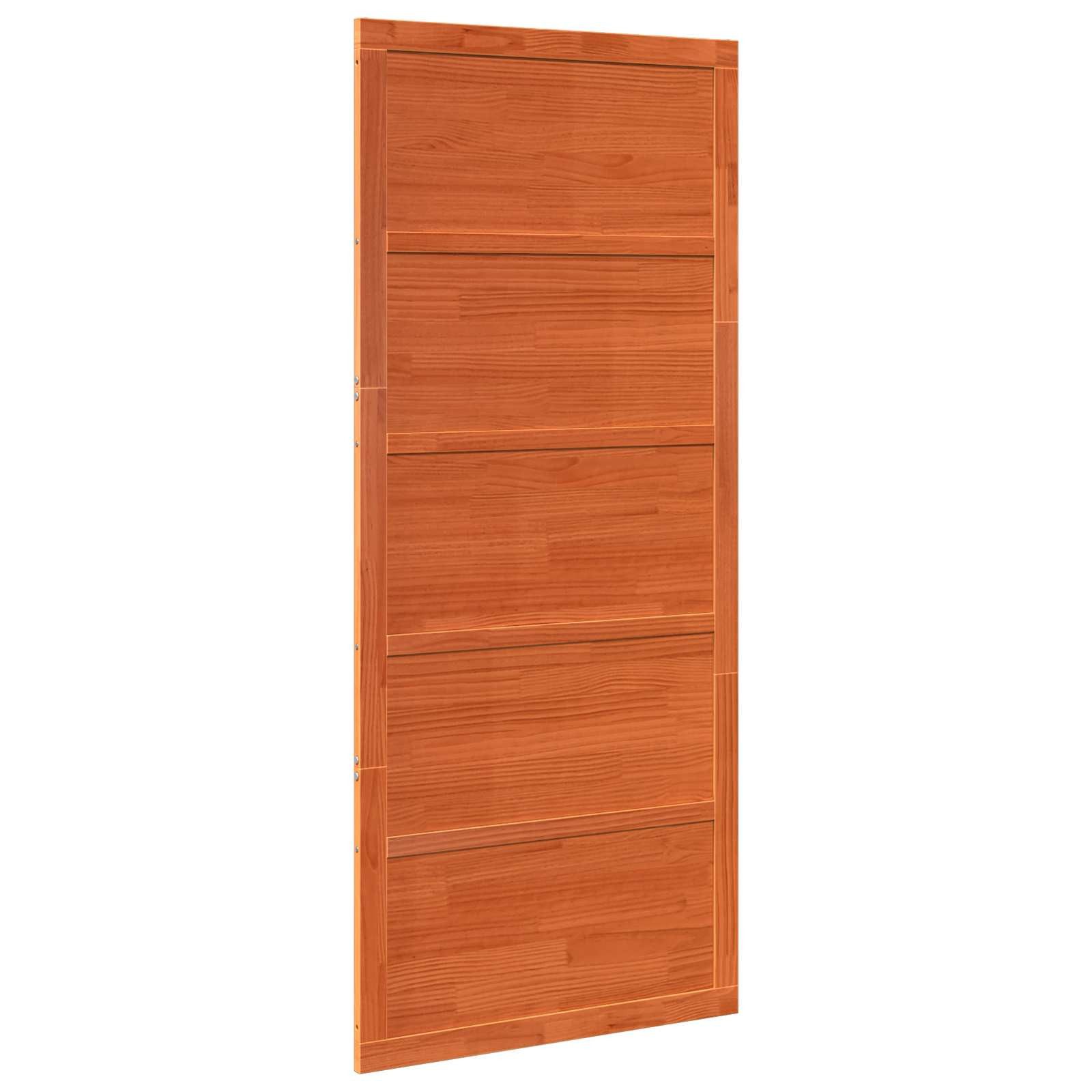 vidaXL Schiebetür Scheunentür Wachsbraun 90 x 2,5 x 208 cm Massives Kiefernholz (1-St)