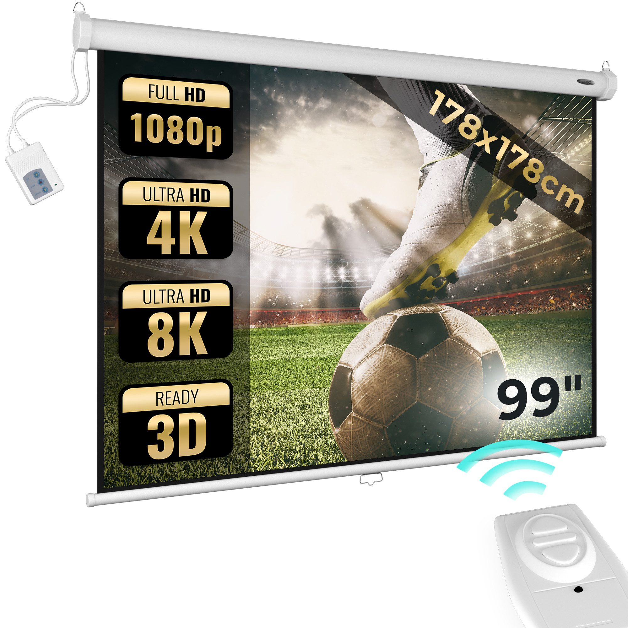 Jago Beamer Leinwand 1:1 4:3 16:9 Elektrisch Projektionsleinwand Motorleinwand