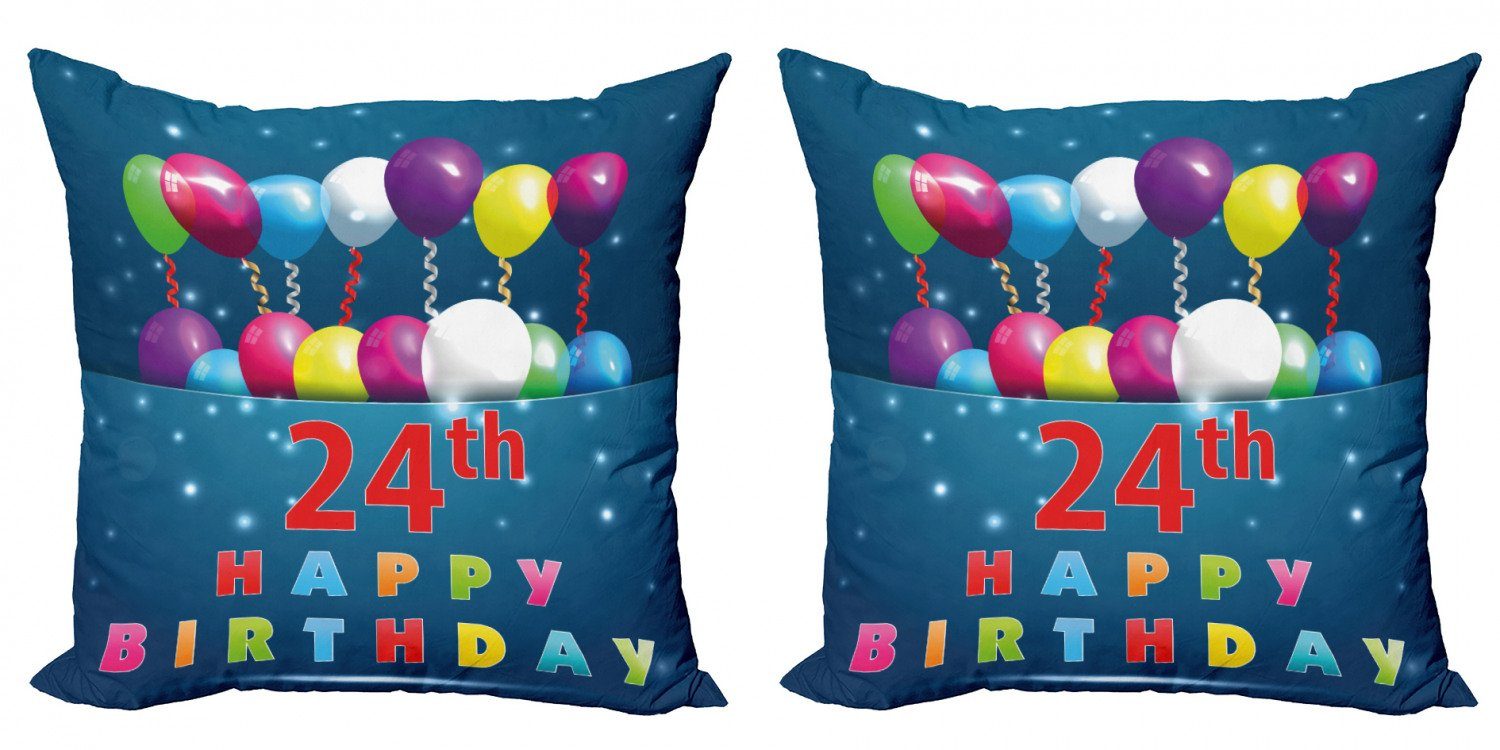 Bunt Geburtstags-Party Kissenbezüge 24. Modern Abakuhaus (2 Accent Digitaldruck, Stück), Doppelseitiger