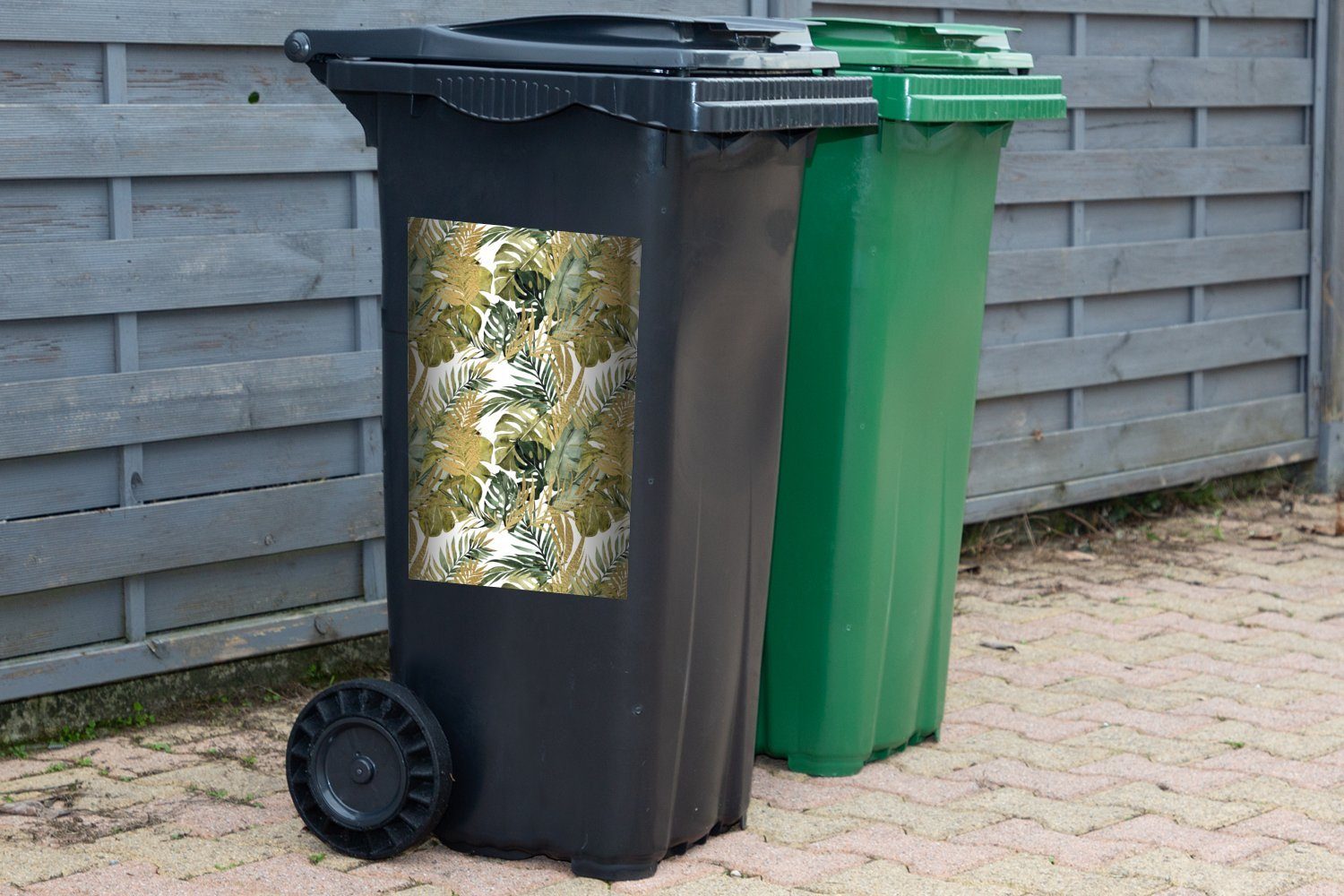 MuchoWow Wandsticker Tropisch - Sticker, St), Mülleimer-aufkleber, Grün - Abfalbehälter Container, Mülltonne, (1 Blau