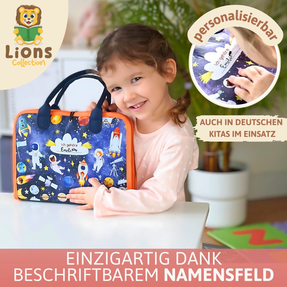Lions Collection Lernspielzeug Busy Board Deutsch - Montessori Spielzeug - Motorikmappe, Quiet Book
