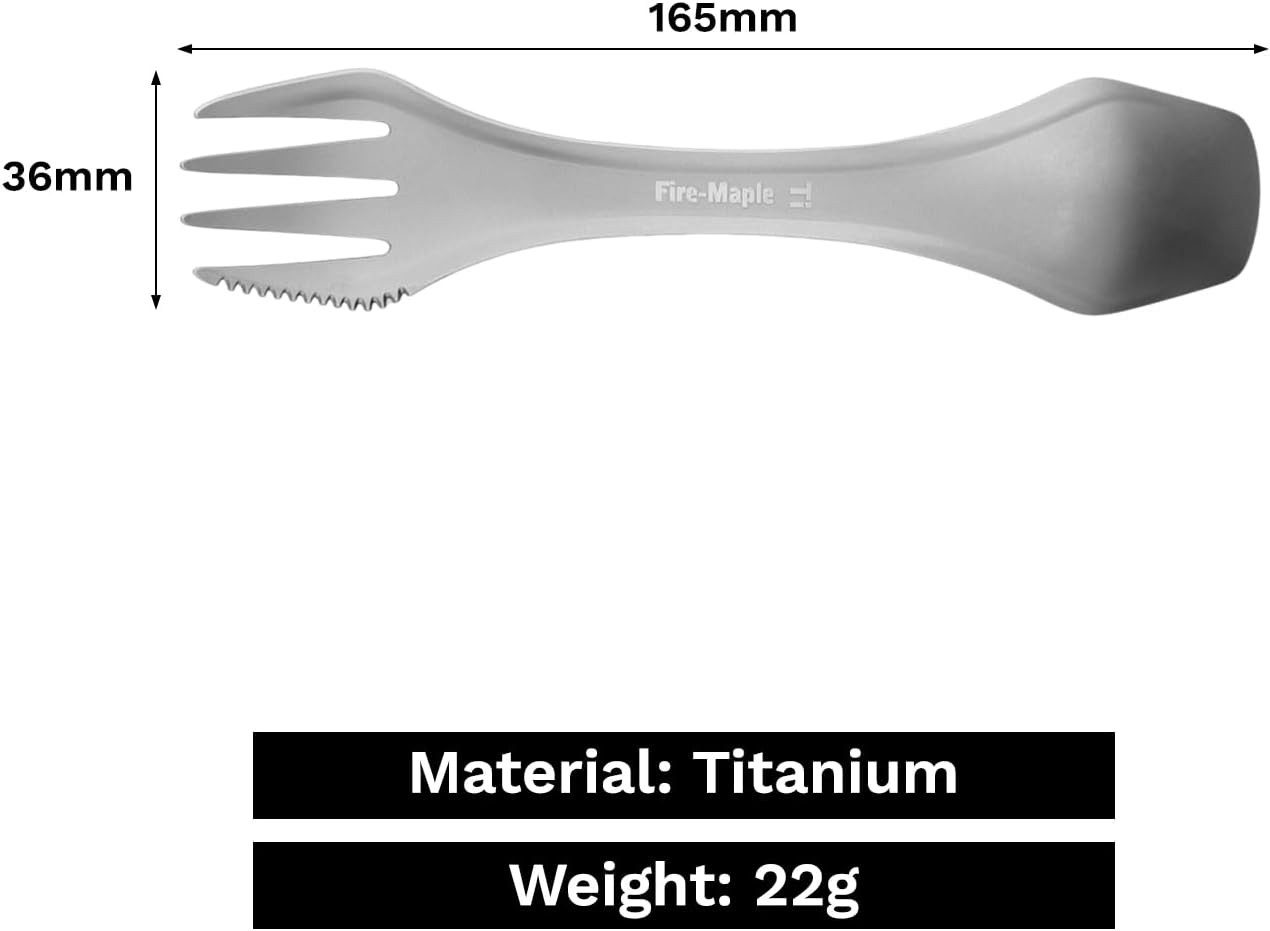 FireMaple Campinglöffel FMT-T23 Titan Göffel – Ultraleichtes Campingbesteck (1 Stück)