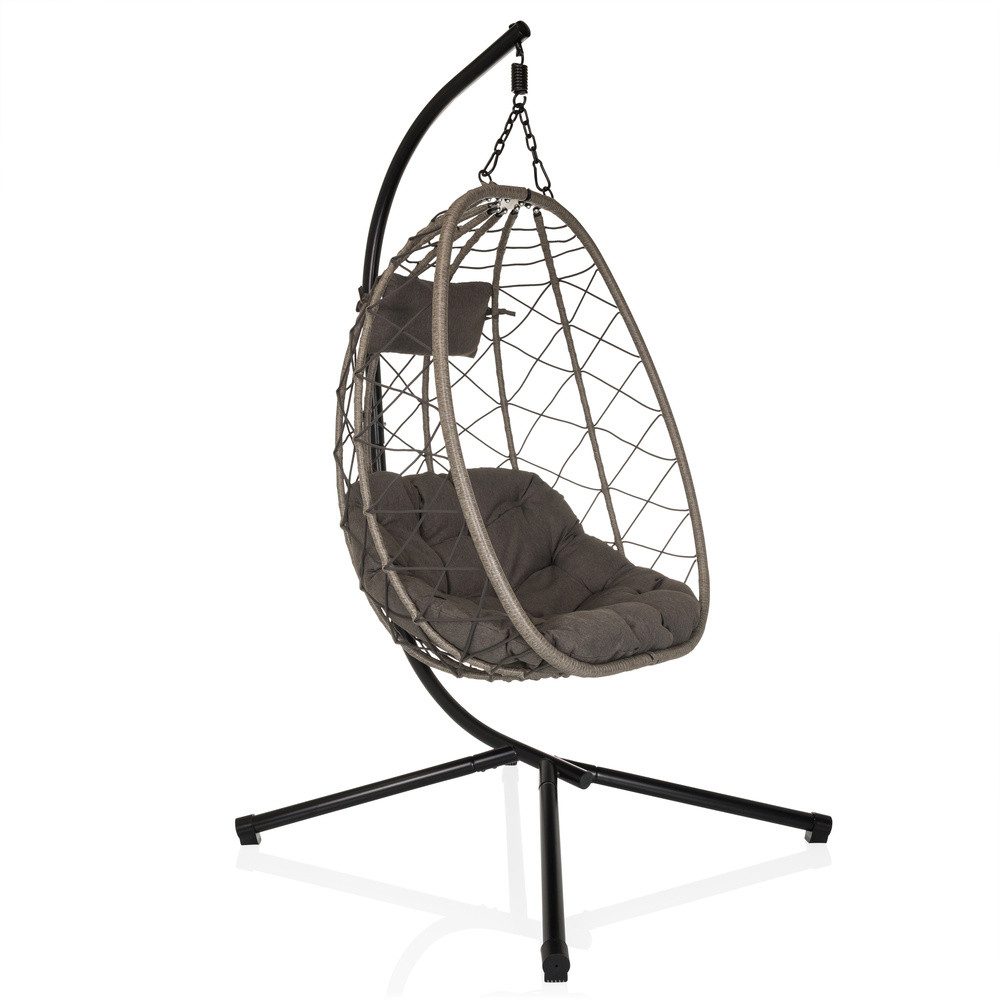hjh LIVING Подвесноые стулья Подвесноые стулья COCOVA Stoff, Pe-Rattan, Eisen, Подвесноые стулья mit Sitzauflage für Lounge- und Outdoorbereich, bequem