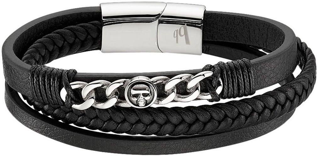 Bruno Banani Lederarmband Schmuck Geschenk Armband Panzerkette Totenkopf, B4092B/20/00/21