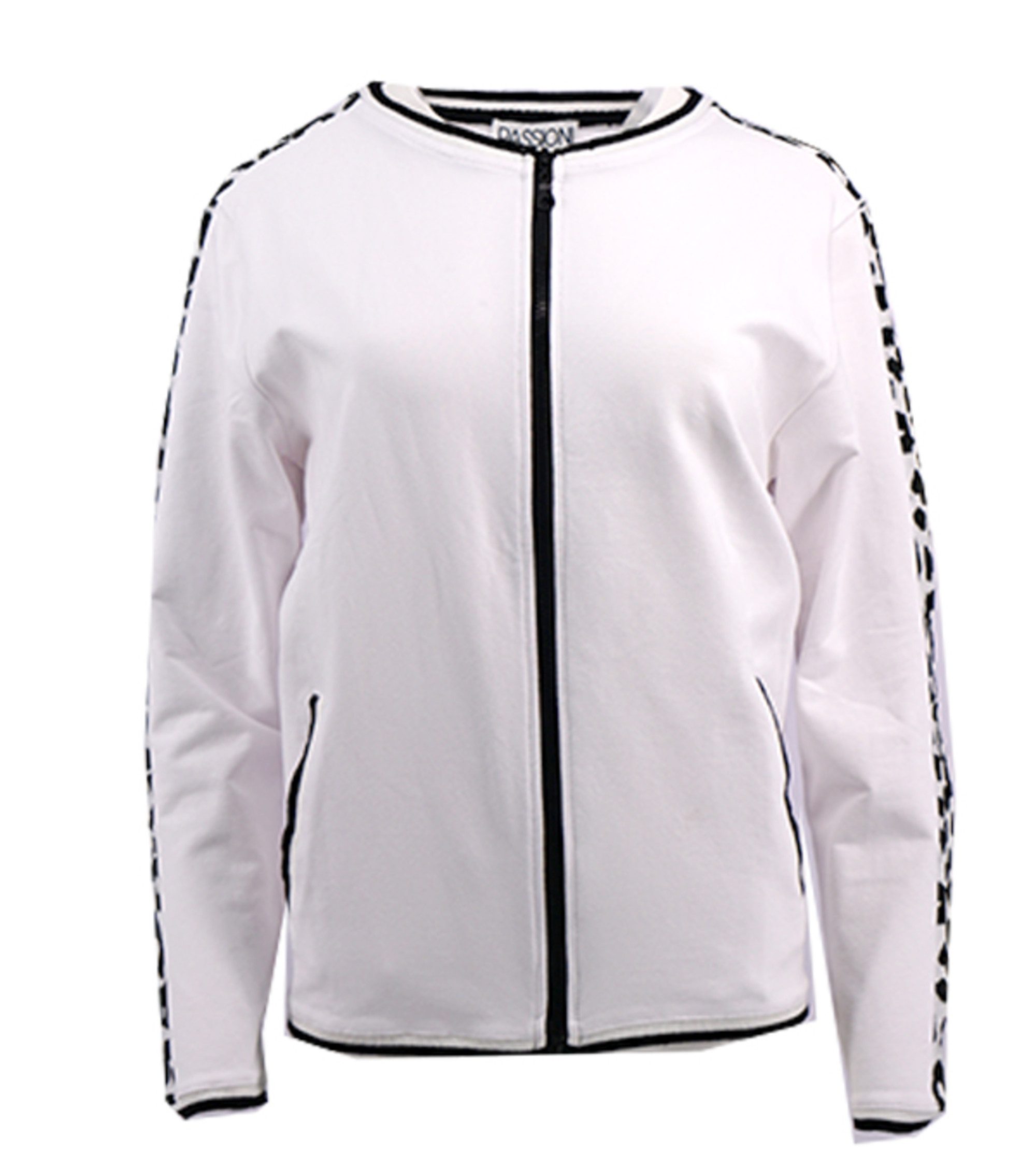 Passioni Sommerjacke Sportliche Jacke in Weiß mit Leopardenmuster - Streifen an den Ärmeln