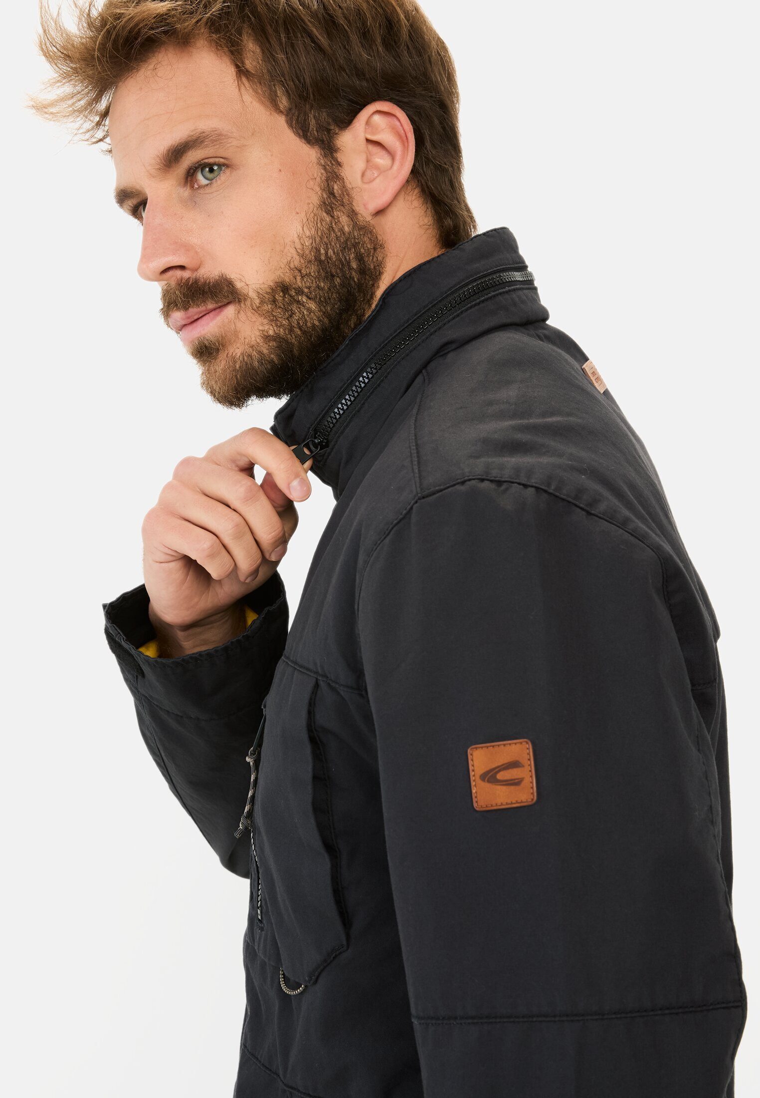 camel active Blouson Blouson im Fieldjacket-Stil Langarm Markenlogo