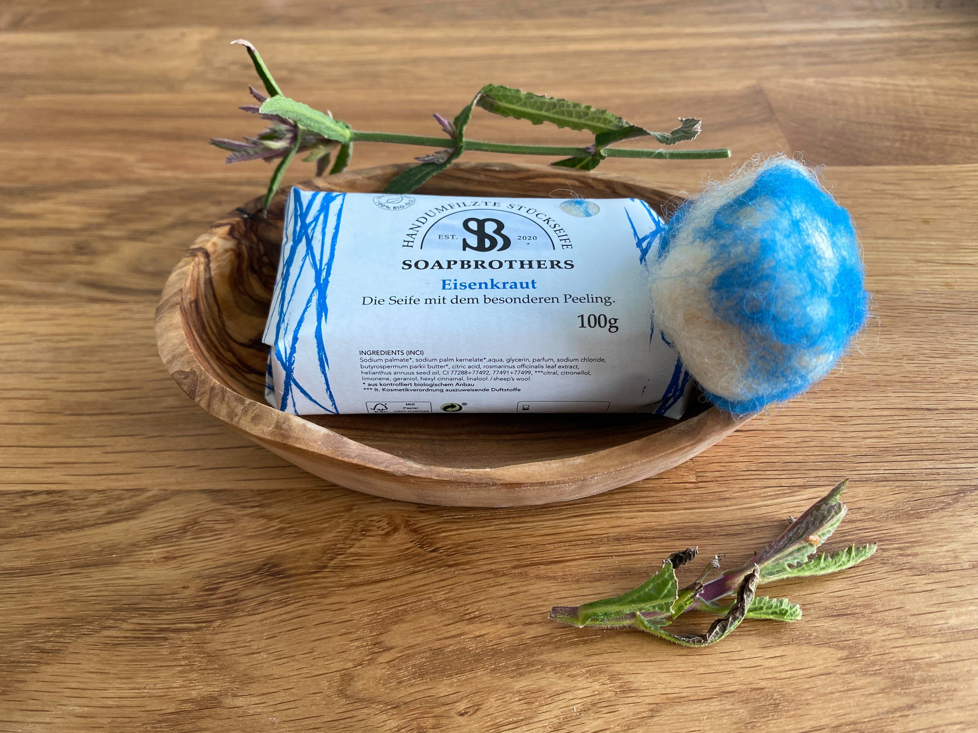 Soapbrothers Handseife Naturkosmetik, Bio-Seife, Handseife in 8 Duftsorten mit Peeling-Effekt, 1-tlg., Filzseife, Naturkosmetik