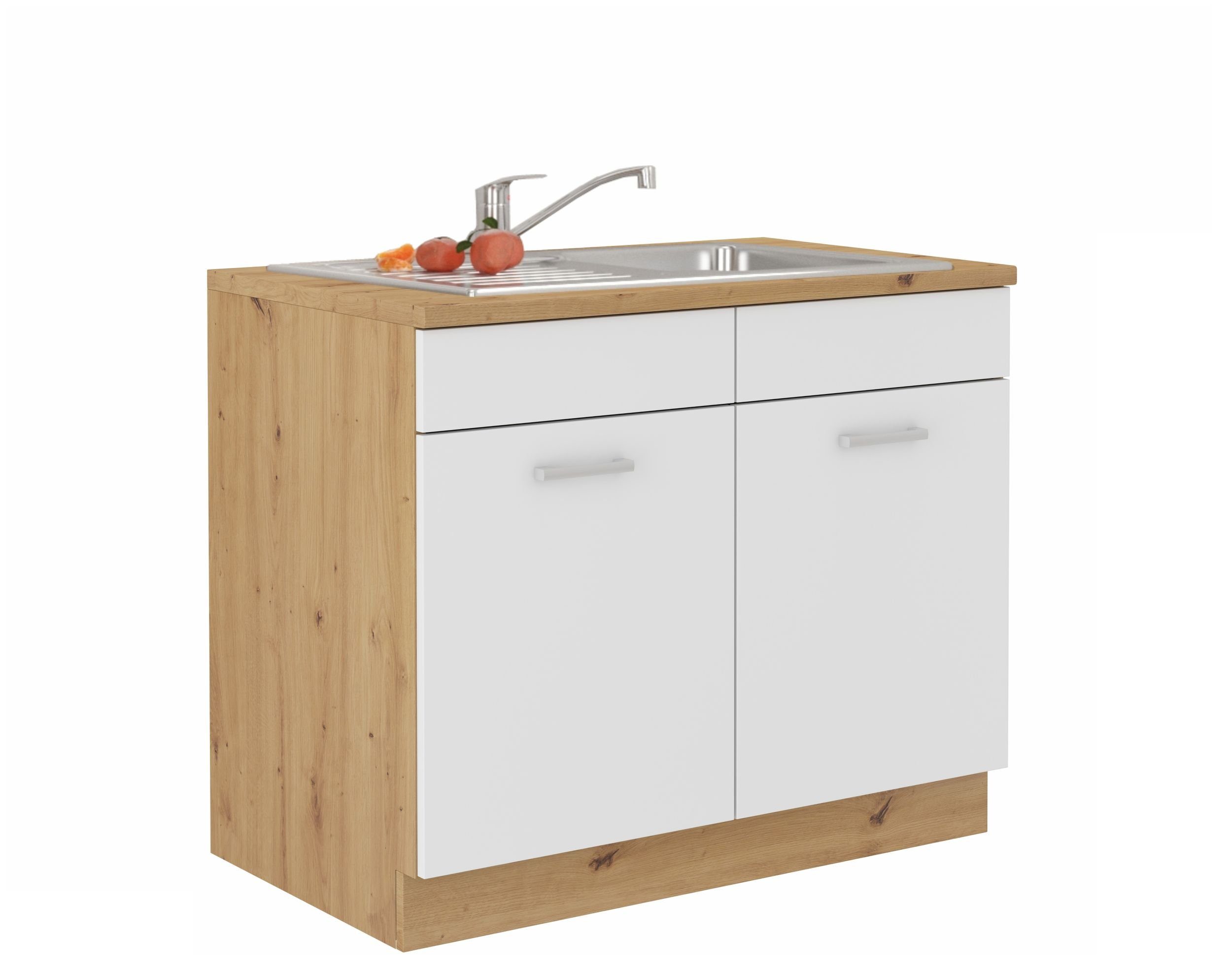 Küchen-Preisbombe Spülenschrank 100 cm Küchen Buffet günstig online kaufen