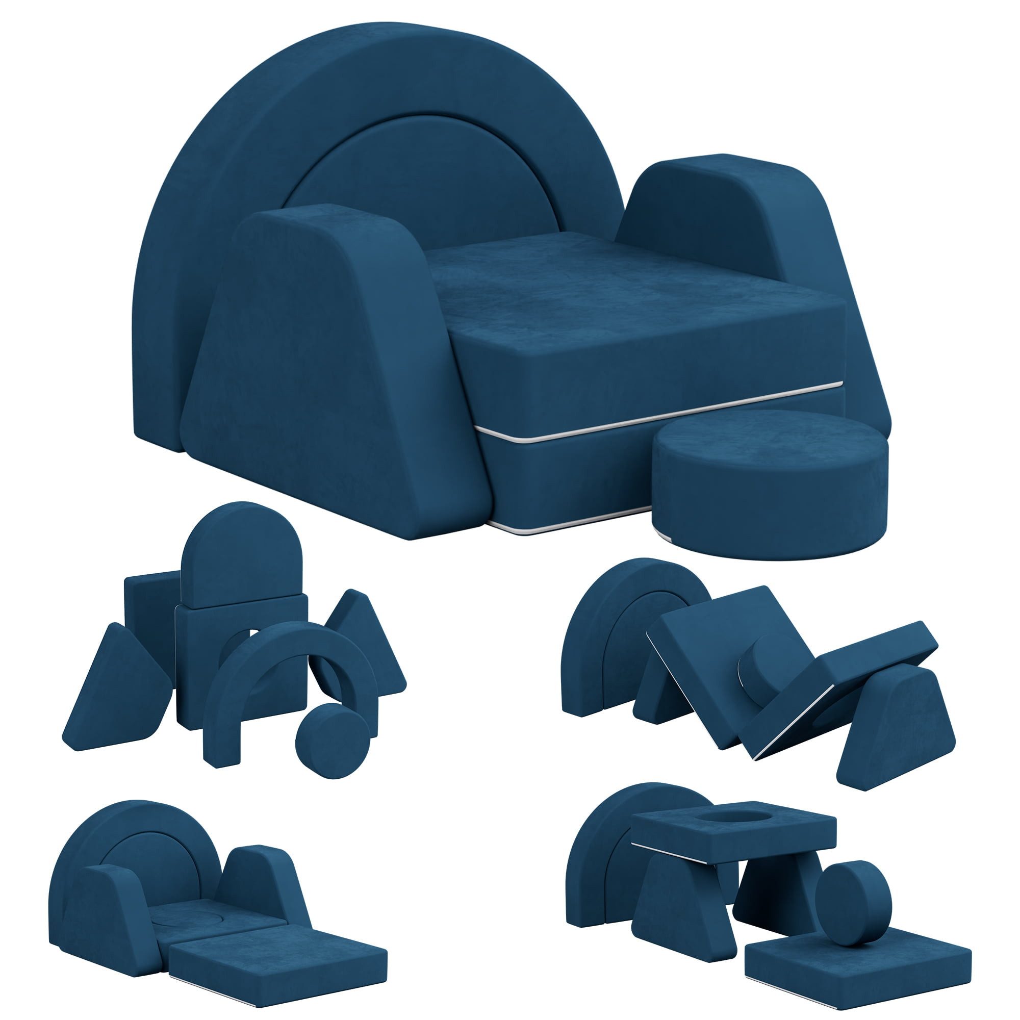 radelldar Kindersofa Modulare Spielsofa, 7 Teile, aus Schaumstoff für Kinder, 2 Sitzplatz, wasserdicht