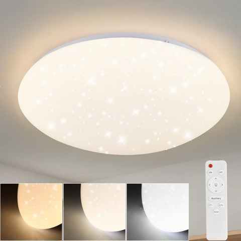 Nettlife LED Deckenleuchte Sternenhimmel Dimmbar mit Fernbedienung Deckenbeleuchtung 28CM 37W, LED fest integriert, Warmweiß, Neutralweiß, Kaltweiß, für Schlafzimmer Flur Kinderzimmer Küche Flur Wohnzimmer