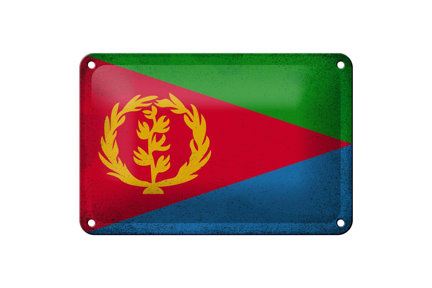 Femer GmbH Metallschild Flagge Eritrea 18x12cm Flag of Eritrea Vintage, (1 St), gewölbte Oberfläche, abgerundete Ecken, umgeschlagene Kanten