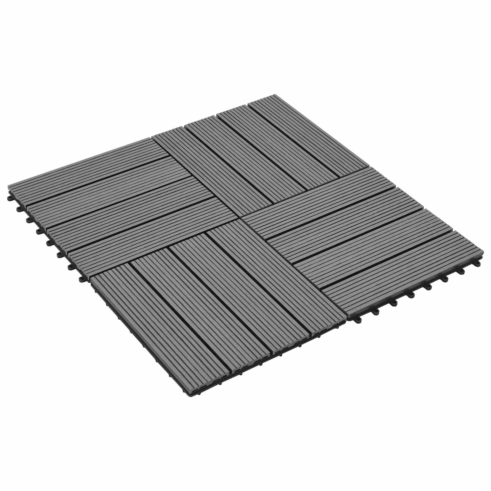 vidaXL Terrassendielen Terrassenfliese 22 pcs Grau 30 x 30 cm WPC, BxL: je 30x30 cm, (22-St)