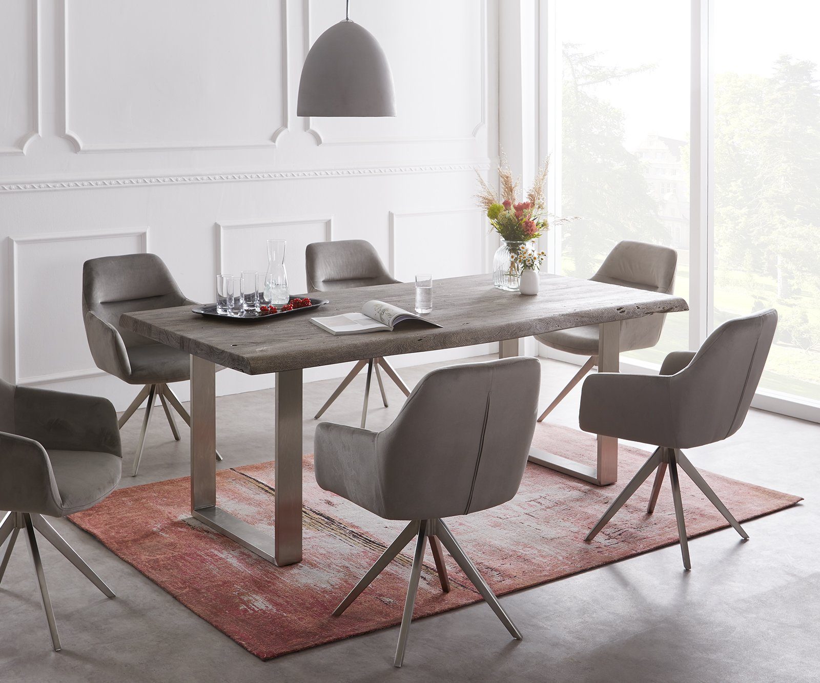 DELIFE Esstisch Edge, Akazie Platin 180x90 günstig online kaufen
