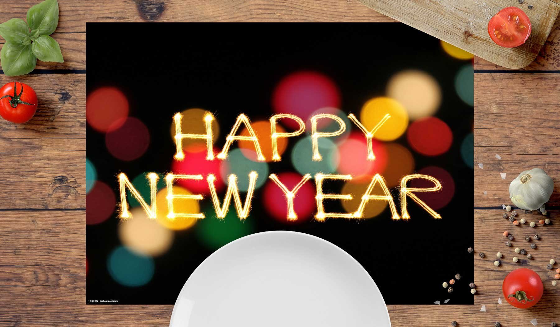 Tischsetmacher Platzset (Platzsets) Tischsets I Platzsets - Silvester - Silvesterdeko - HAPPY NEW YEAR - 12 Stück aus hochwertigem Papier - 44 x 32 cm
