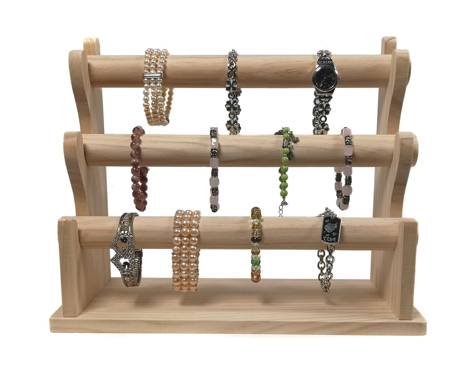 Yudu Schmuckständer Schmuckständer Schmuckhalter Armband- Ständer mit 3 Rollen Holz – Bild 2 von 4