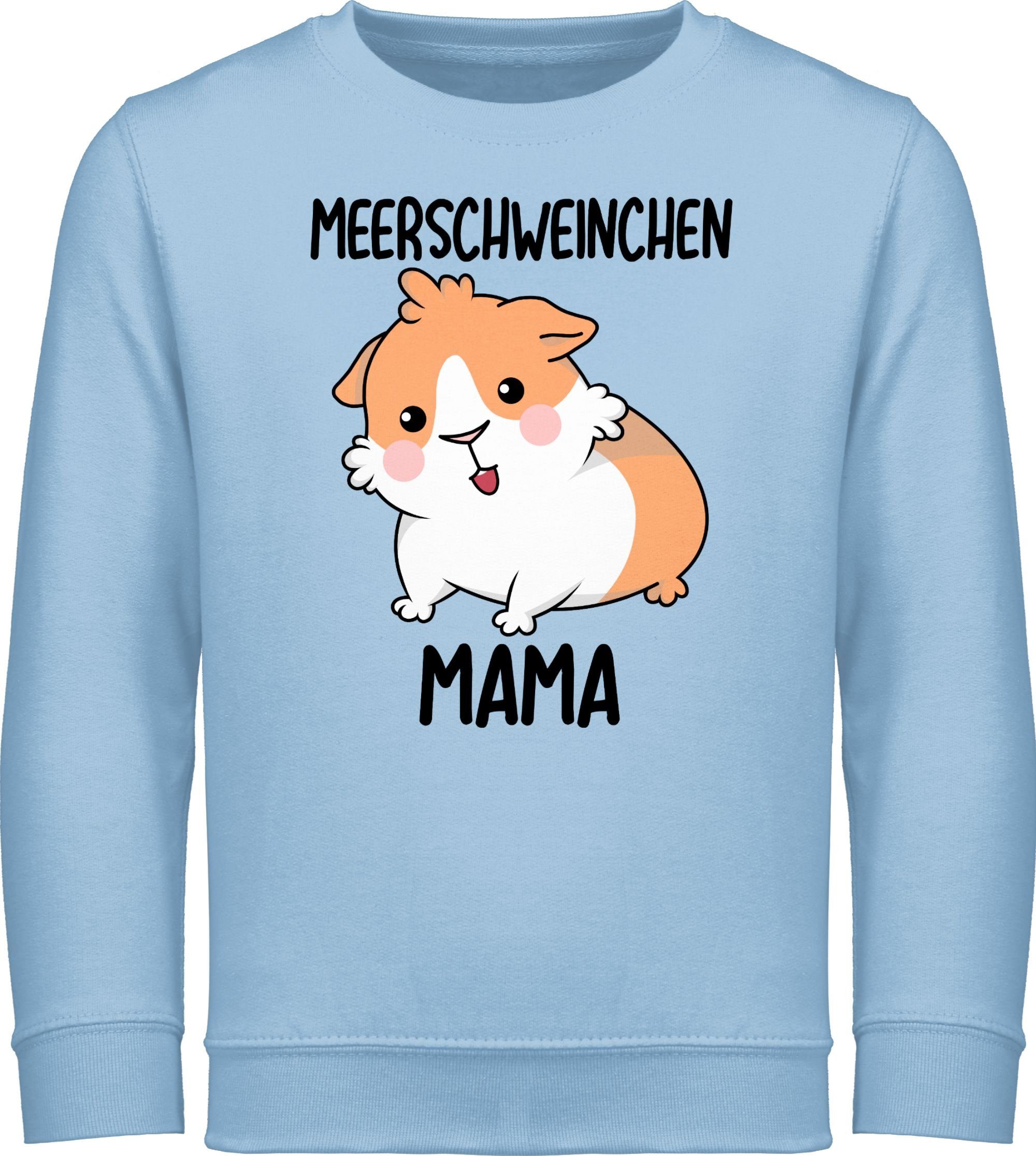 Shirtracer Sweatshirt Meerschweinchen 2 Mama Hellblau Animal Tiermotiv Print