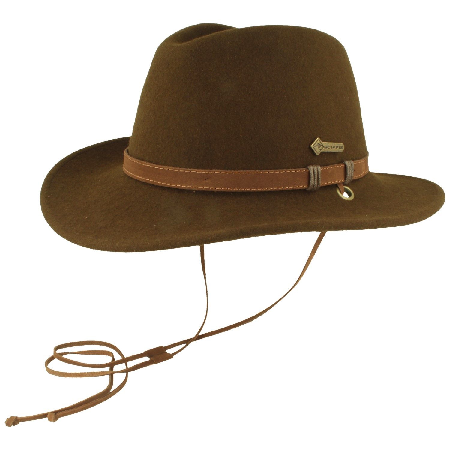 Scippis Filzhut Knautschbarer Outdoorhut mit Kinnband aus 100% Wolle