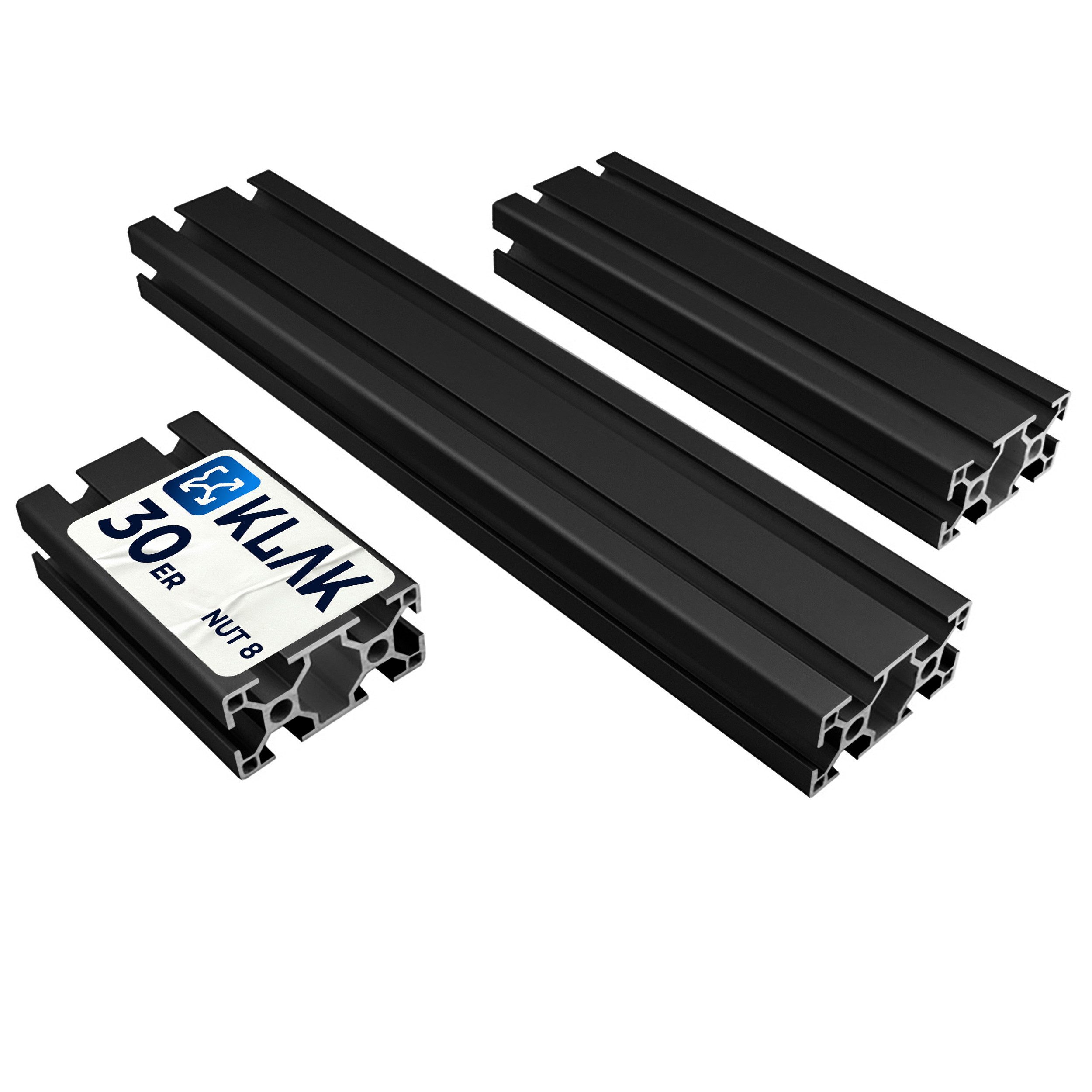 tktrading24 Profil Aluprofil 30x60mm Nut 6 Typ I Systemprofil 100mm-2000mm schwarz