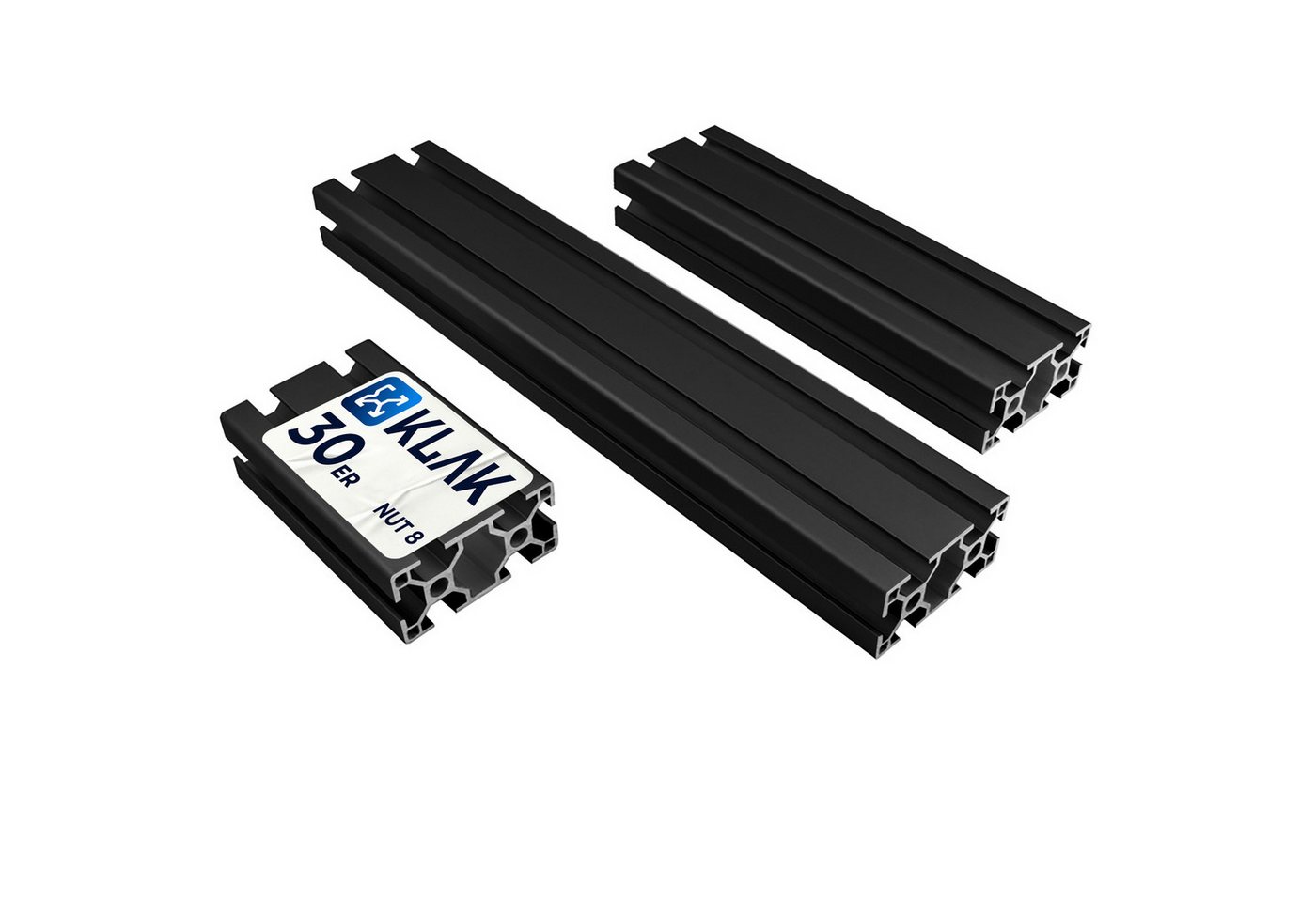 KLAK Profil KLAK 30/60 - Aluprofil 30x60mm Profil Typ-I Nut 8 10-200cm schwarz