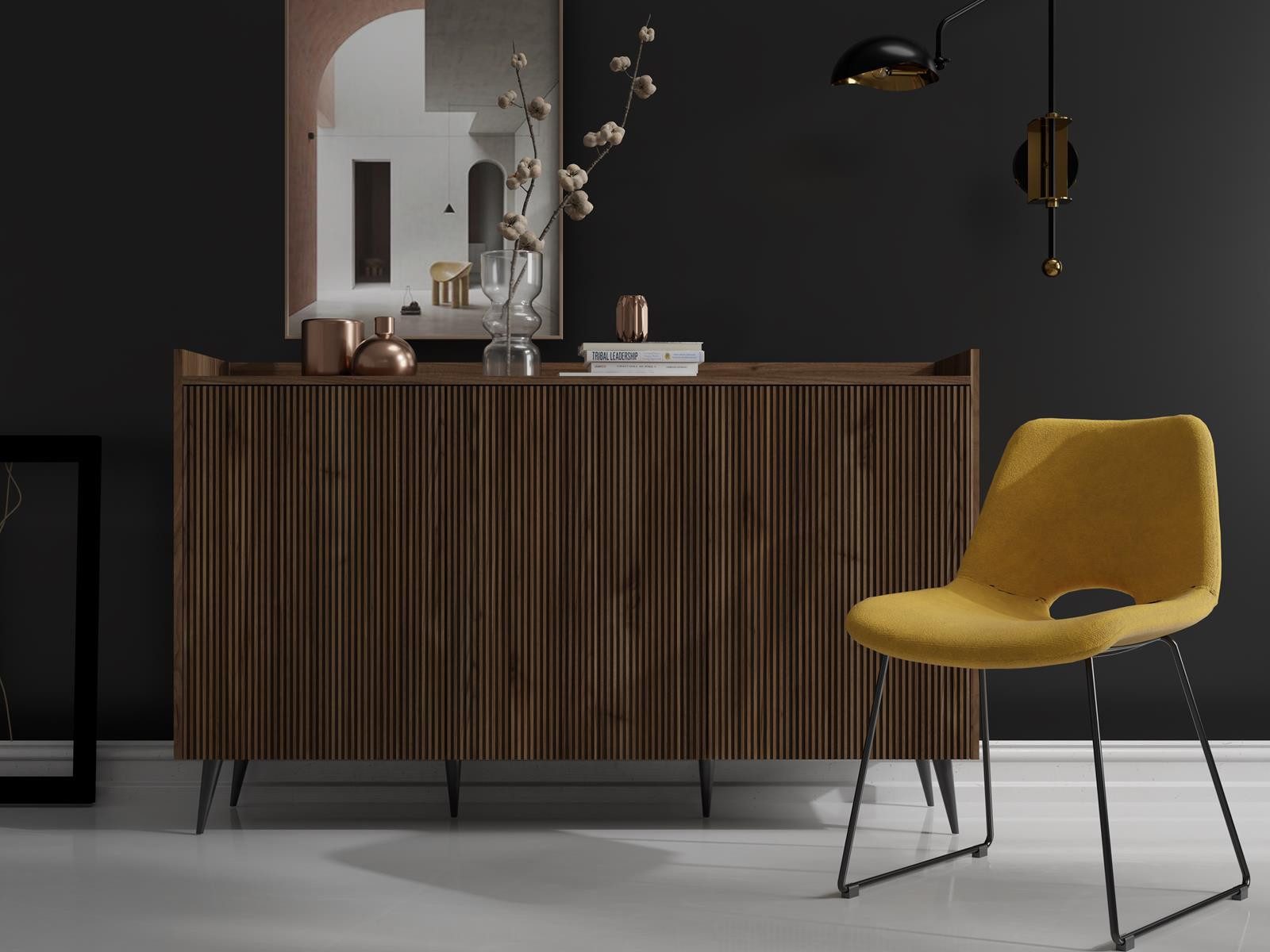 Compleo Sideboard Kommode, 3 Türen, Modern design Kaschmir oder Nussbaum günstig online kaufen
