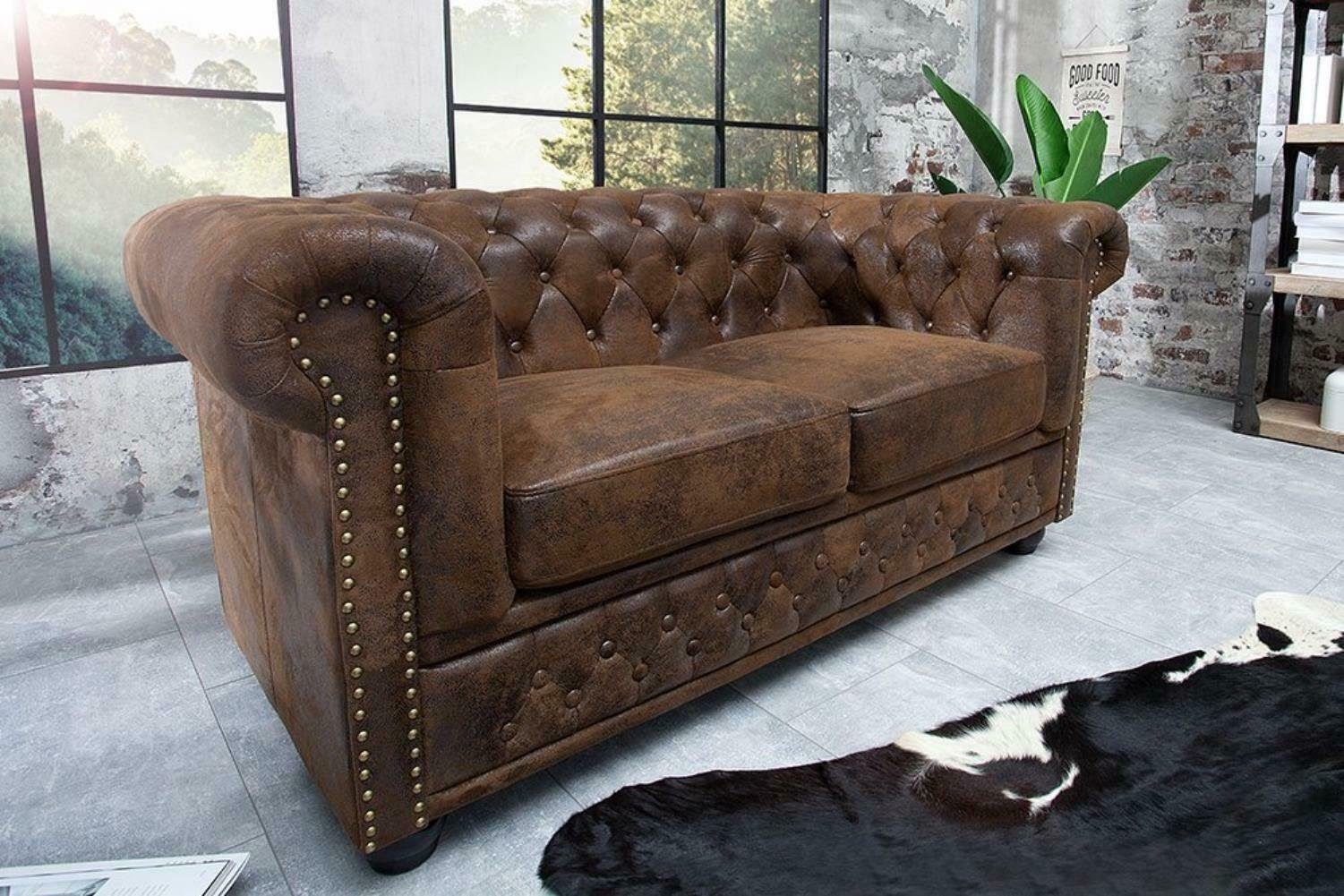 Sofagarnitur Chesterfield Neu in JVmoebel Braune Luxus Neu, Polstermöbel Made 3+Sitzer Europe Sofa