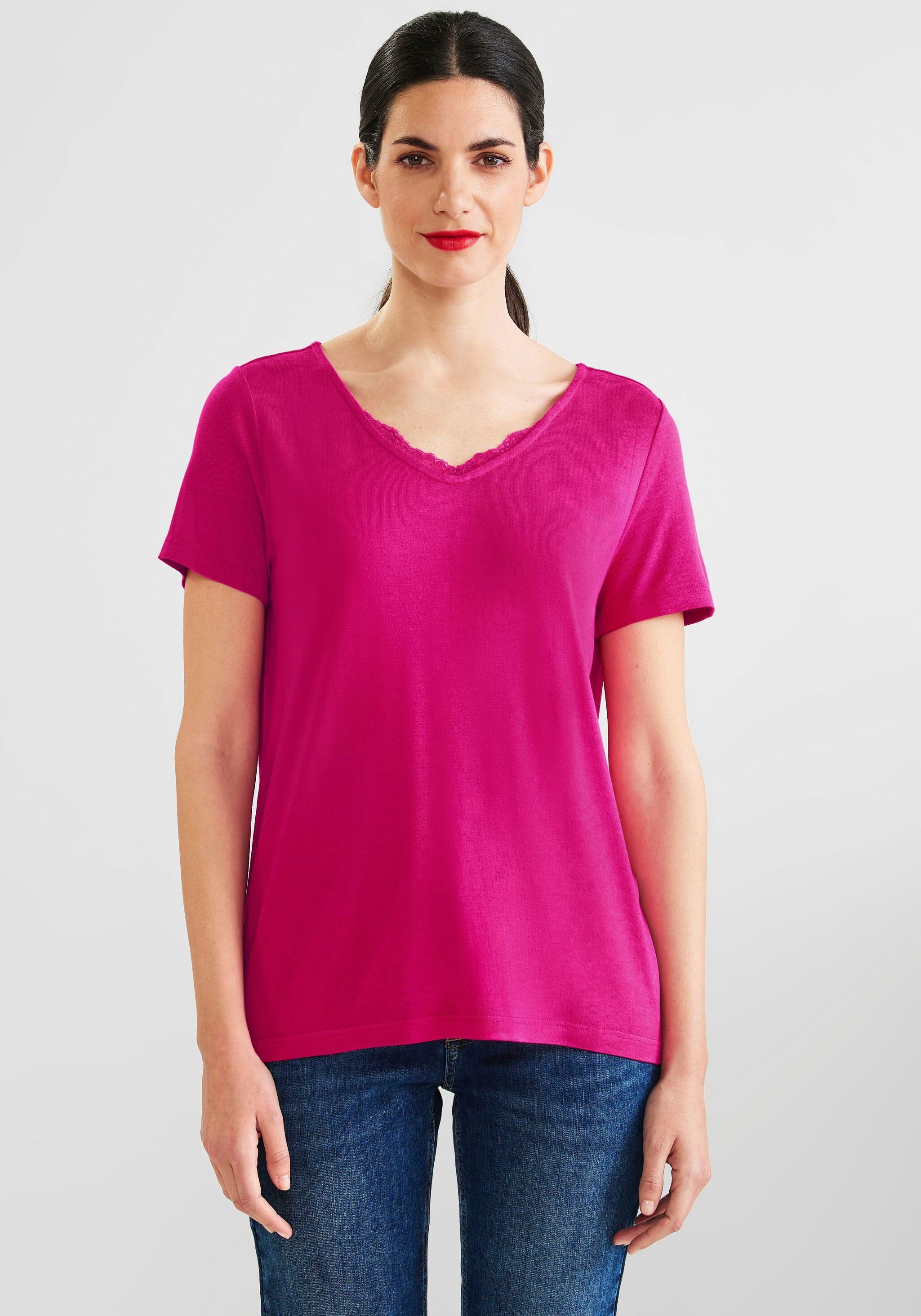 ONE pink in STREET nu Unifarbe Spitzenshirt