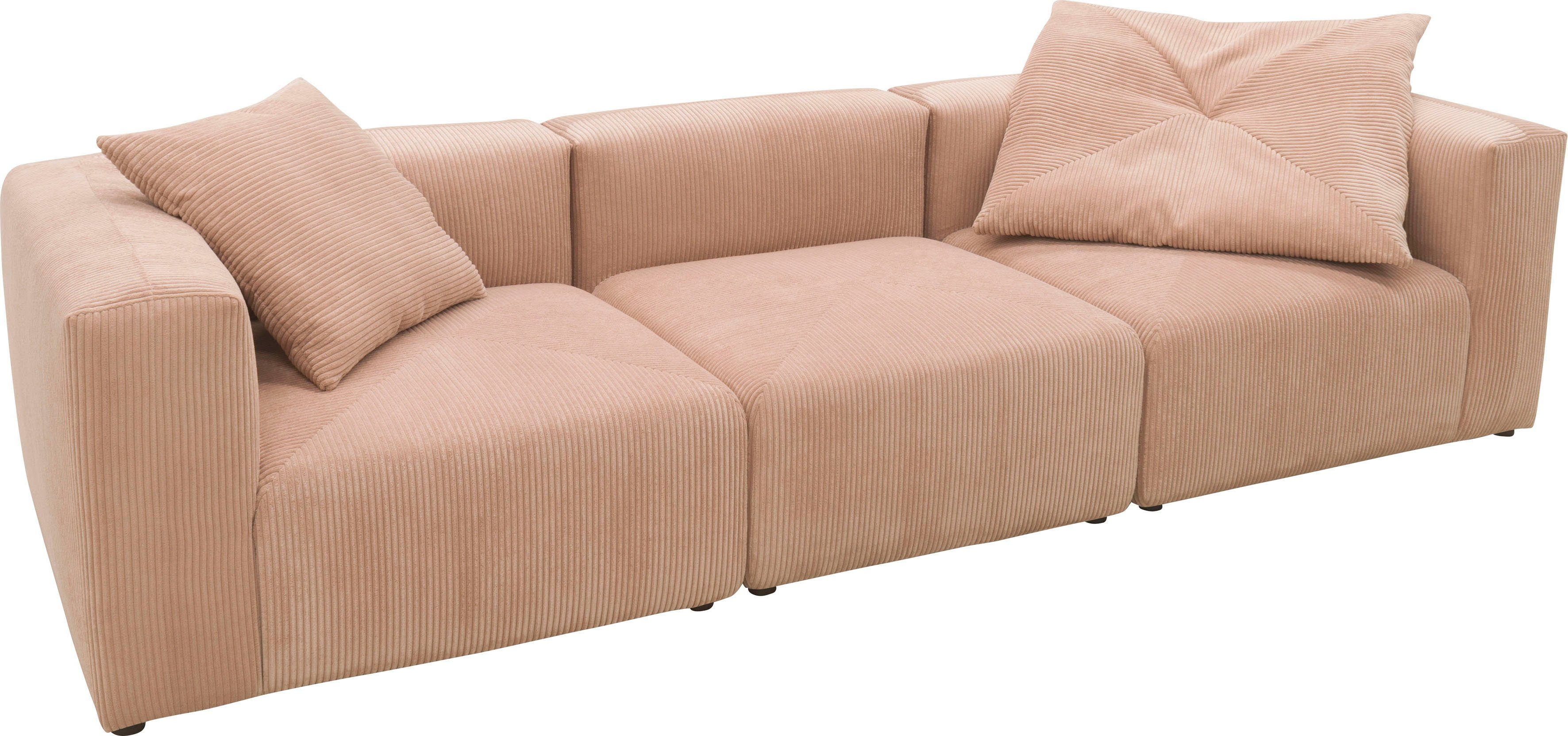Mittelelement rose Eck- aus Gerrid, und RAUM.ID ein Cord-Bezug, bestehend Modulen: 2 Big-Sofa