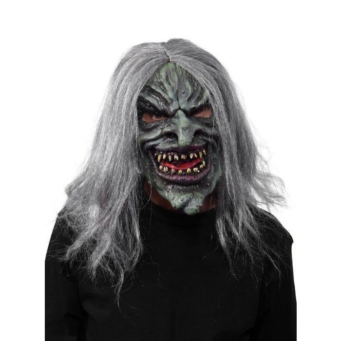 Zagone Studios Verkleidungsmaske Hässliche Hexe Garstiges Hexenwesen mit langen grauen Haaren