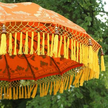 Oriental Galerie Sonnenschirm Balinesischer Sonnenschirm 180 cm Bemalung Orange Gelb Model Bella