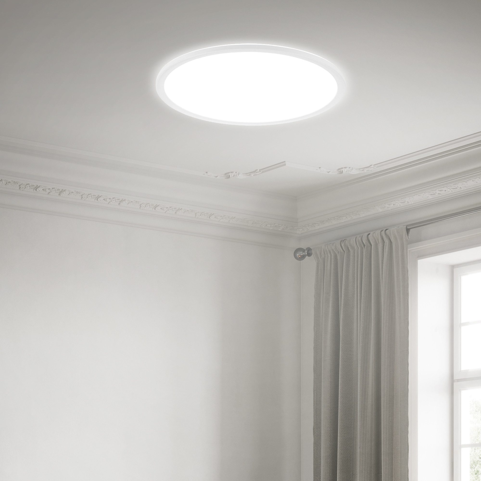 Briloner Leuchten Deckenleuchte LED Deckenlampe Panel Slim Ultraflach Backlight Schwarz/Weiß, Rund, LED fest integriert, 4000K, Verschiedene Größen und Ausführungen, Wohnzimmer, Schlafzimmer, Flur