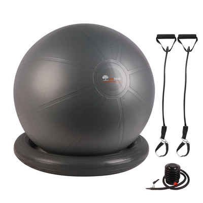 BIGTREE Gymnastikball »Sitzball mit Ballschale, Pezziball mit Widerstandsbänder, Stabilitätsbasis, Pumpe«