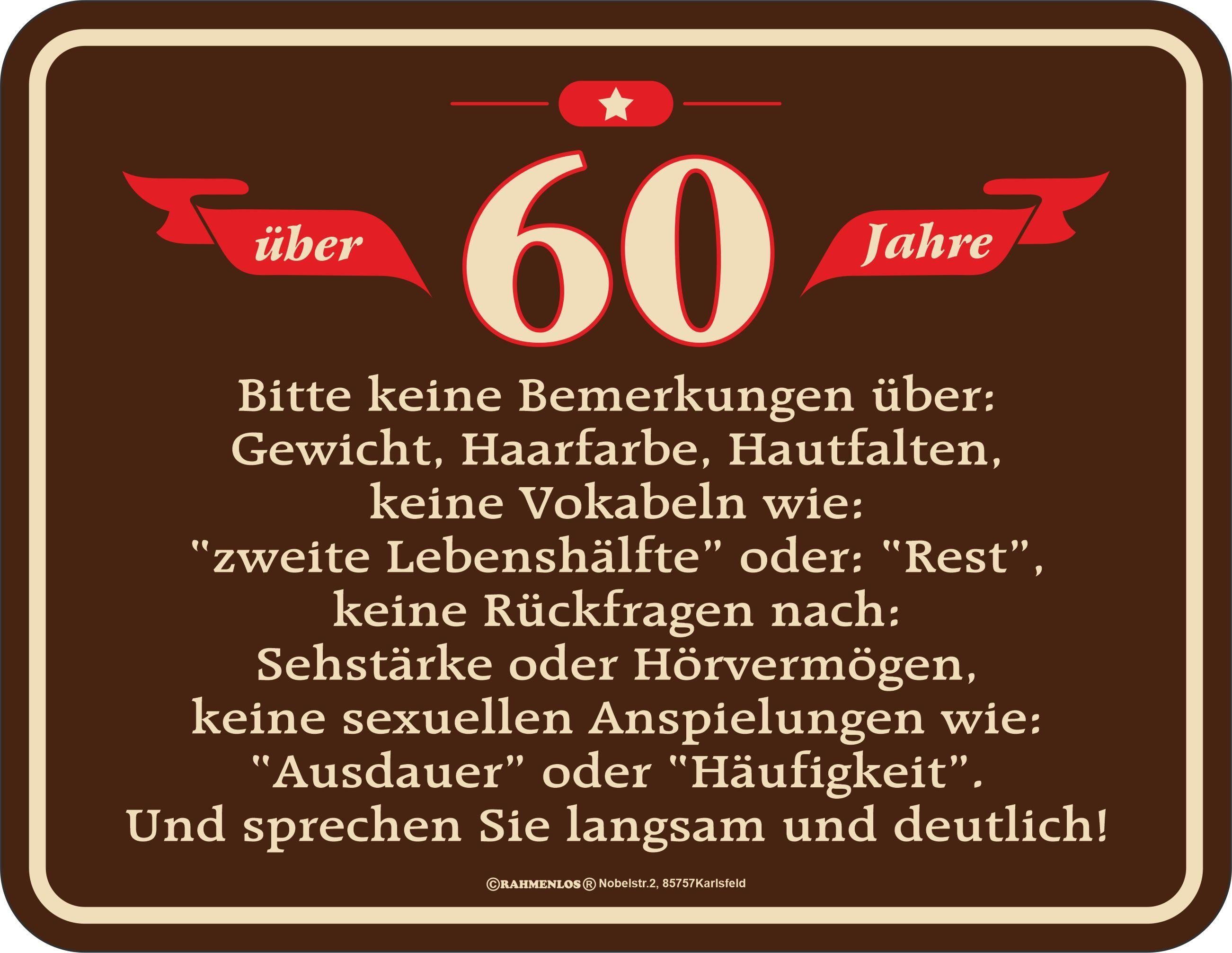 RAHMENLOS® Metallschild als originelles Geschenk zum 60. Geburtstag günstig online kaufen