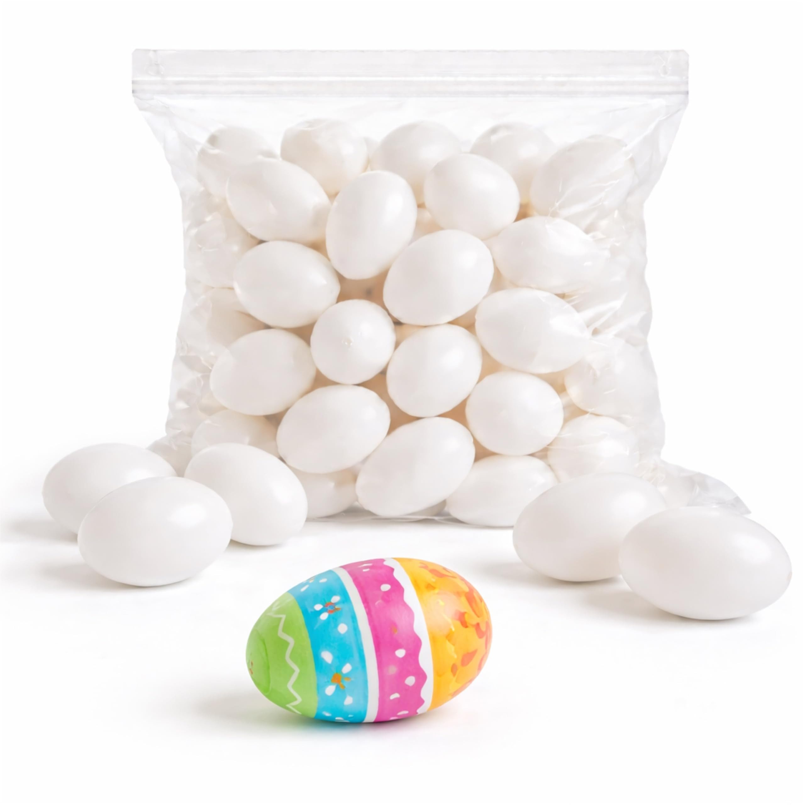 TK Gruppe Osterei 50x Plastikeier 6 cm Weiß – Basteln für Osterdeko & Dekoration (Set, 50 St., 50er Set)