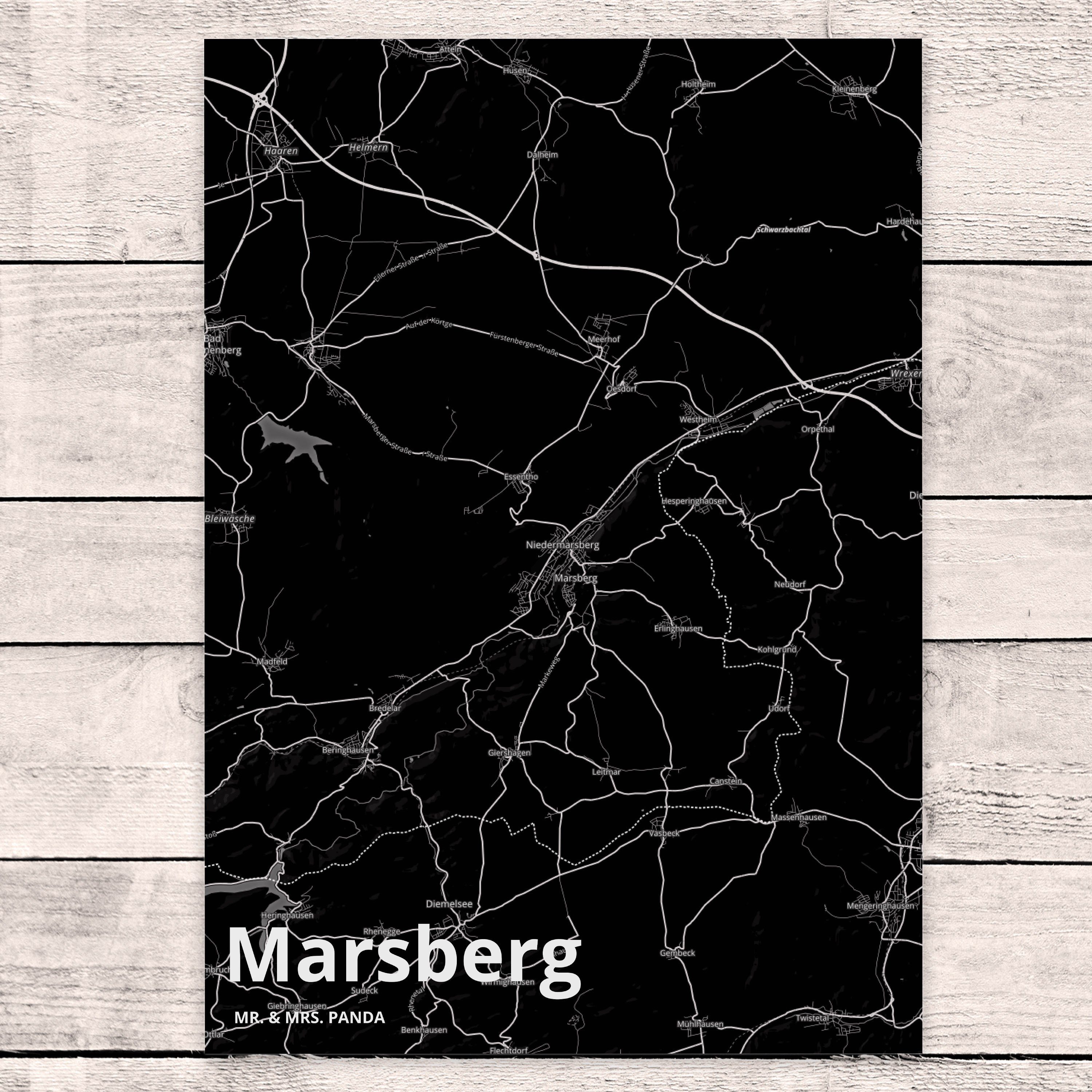 Postkarte Dankeskar & Dorf, Panda Mr. Marsberg Ansichtskarte, Karte, Geschenk, - Mrs. Einladung,