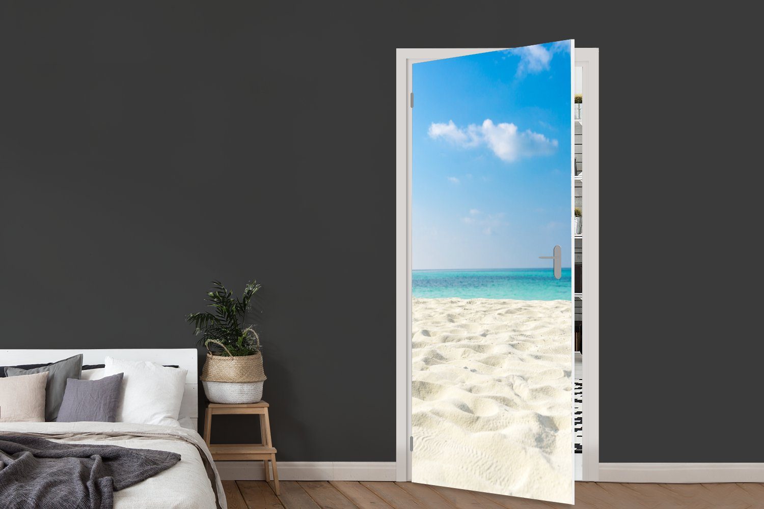Meer, Fototapete Tropisch - Tür, Strand für bedruckt, Türtapete St), MuchoWow cm 75x205 - Türaufkleber, Matt, (1