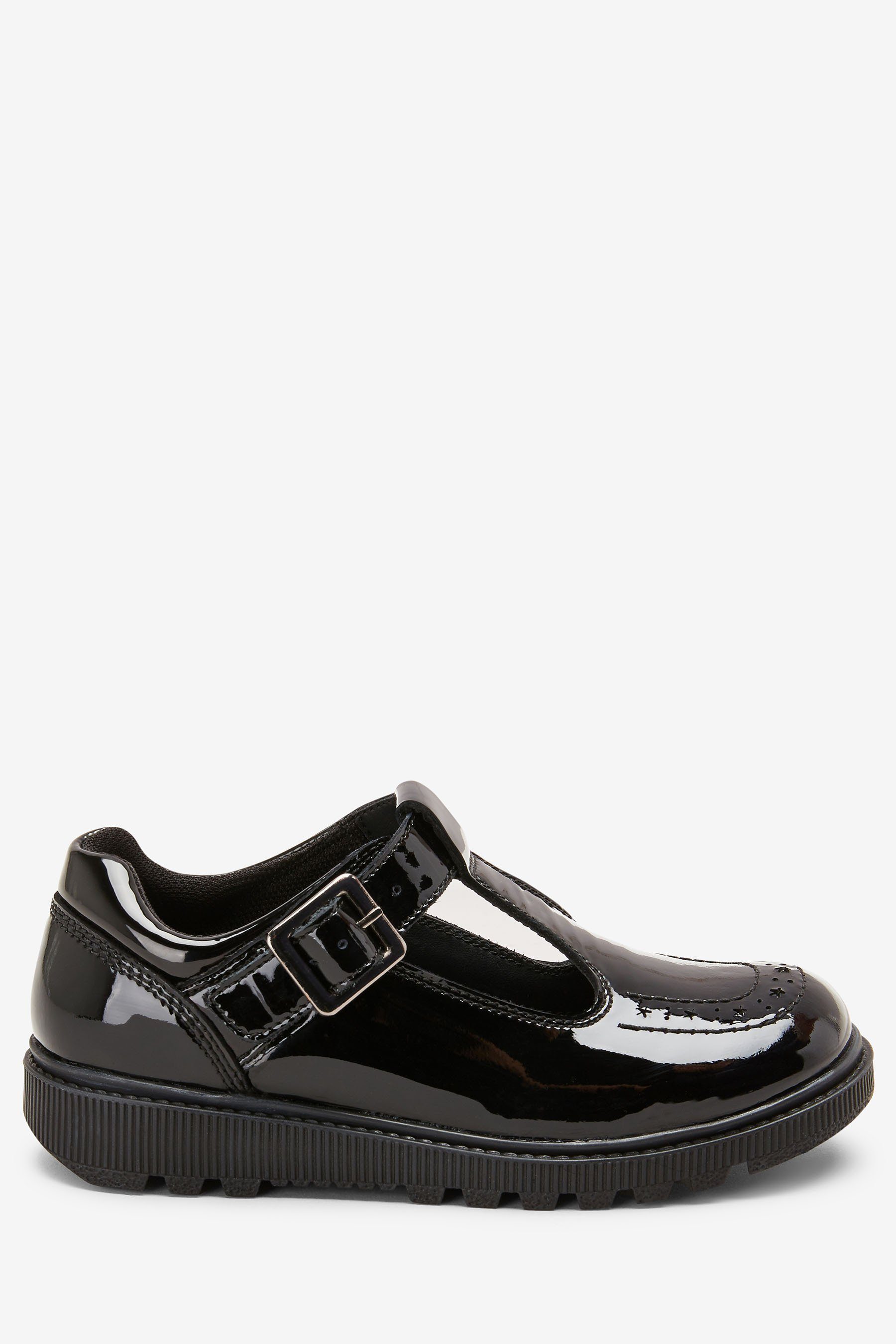 Next Leder Black Kompakte T-Steg-Schuhe Patent T-Strap-Sandale aus (1-tlg)