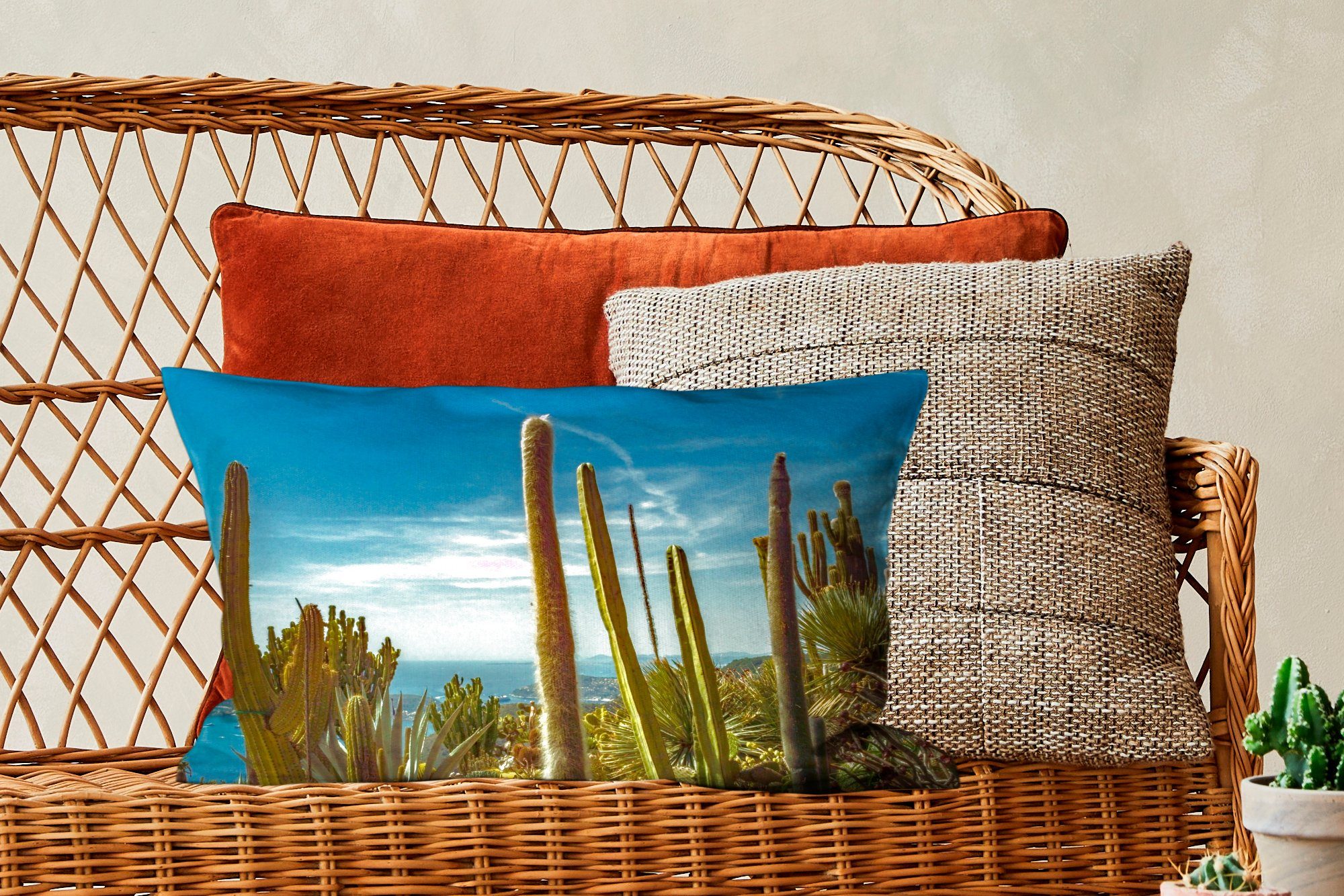 MuchoWow Dekokissen Kaktus - Meer Füllung, Dekoration, mit Schlafzimmer Dekokissen Wohzimmer Zierkissen, - Himmel