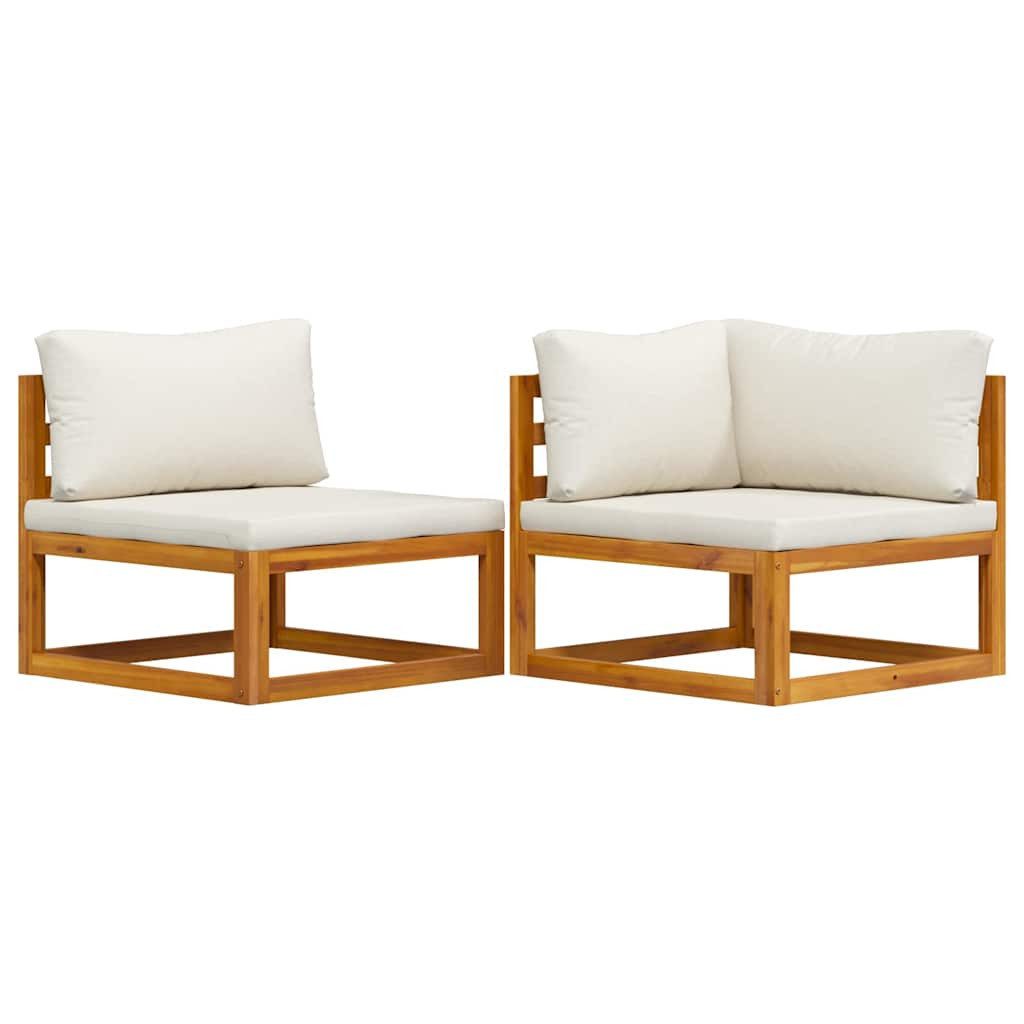 vidaXL Sofaelement 2-tlg. Sofa-Set mit cremeweißen Kissen Massivholz (1 St)