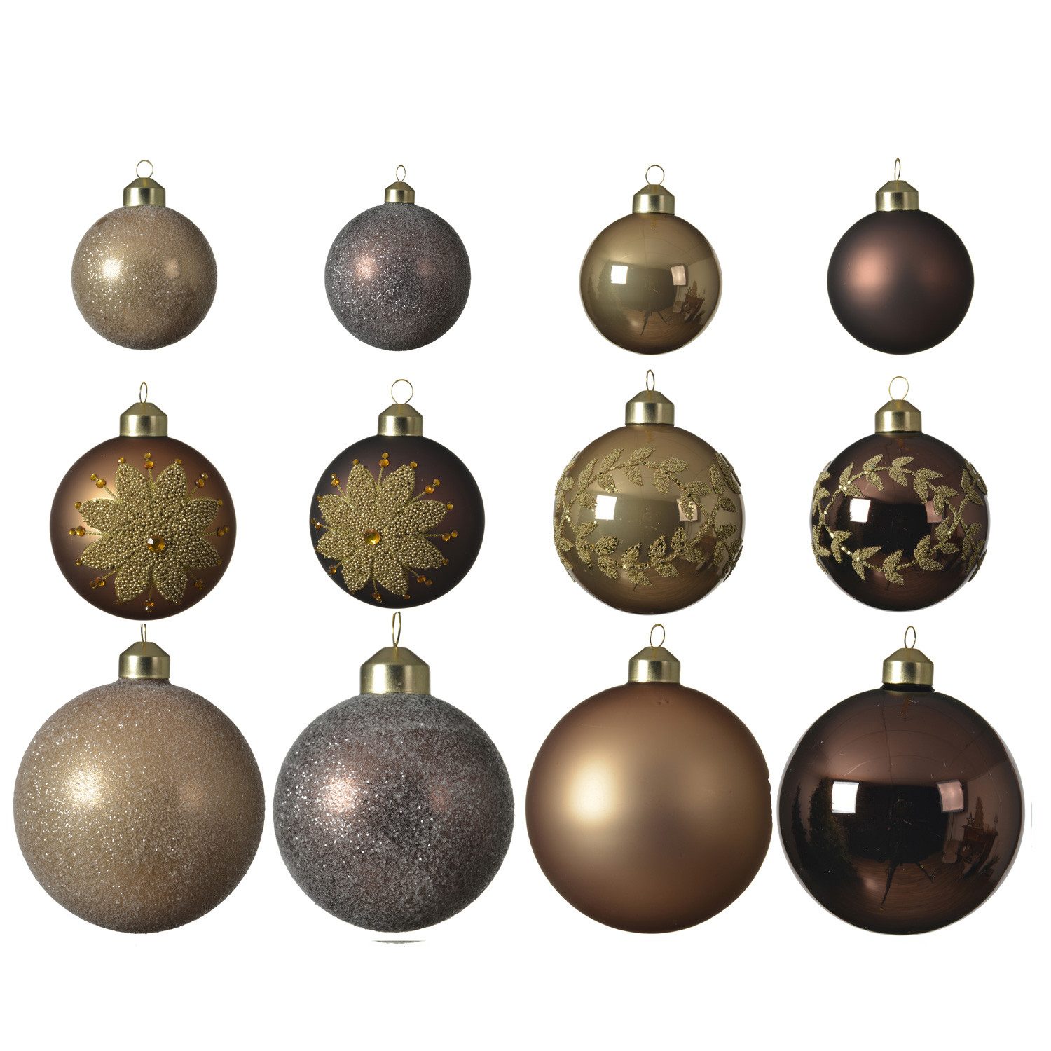 Weihnachtsbaumkugel Christbaumkugel Weihnachtskugel Glas 3 Größen braun karamell 12St.