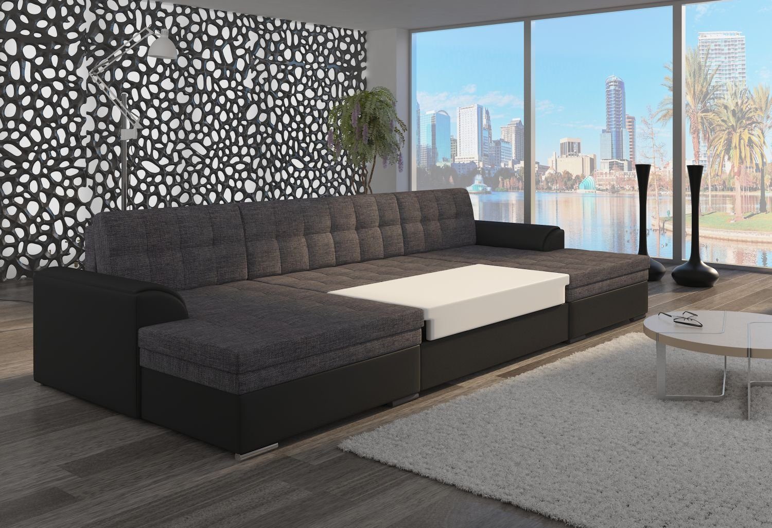 Schlaffunktion mit Möbel Wohnlandschaft Lukas 01/Soft Bettfunktion Vera 11 Berlin mit U-Form, XXL-Sofa in Wohnlandschaft